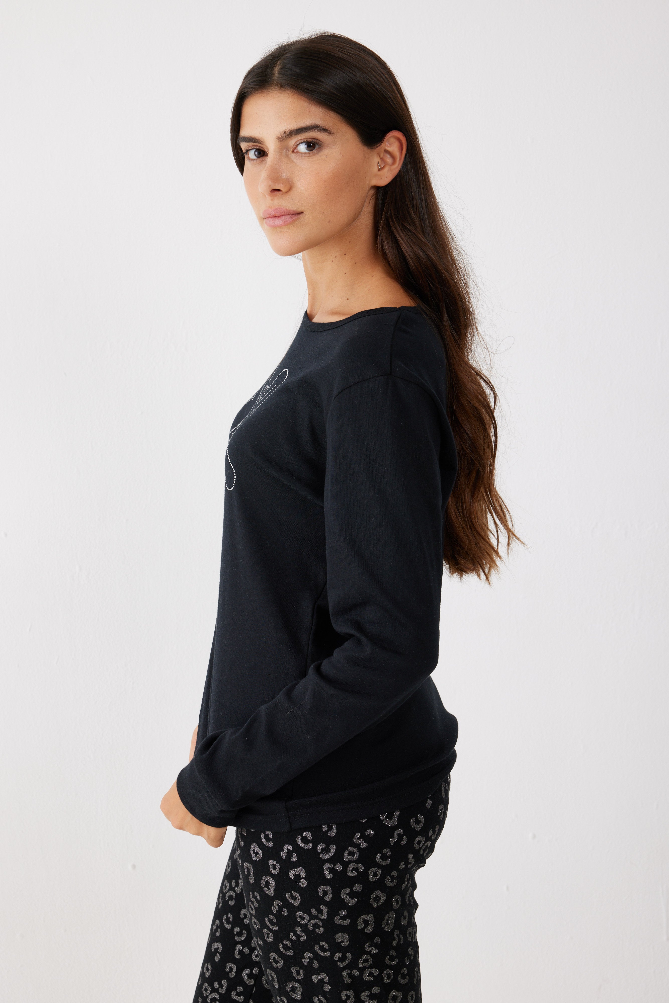 פיג'מה פיפה אינטרלוק - שחור