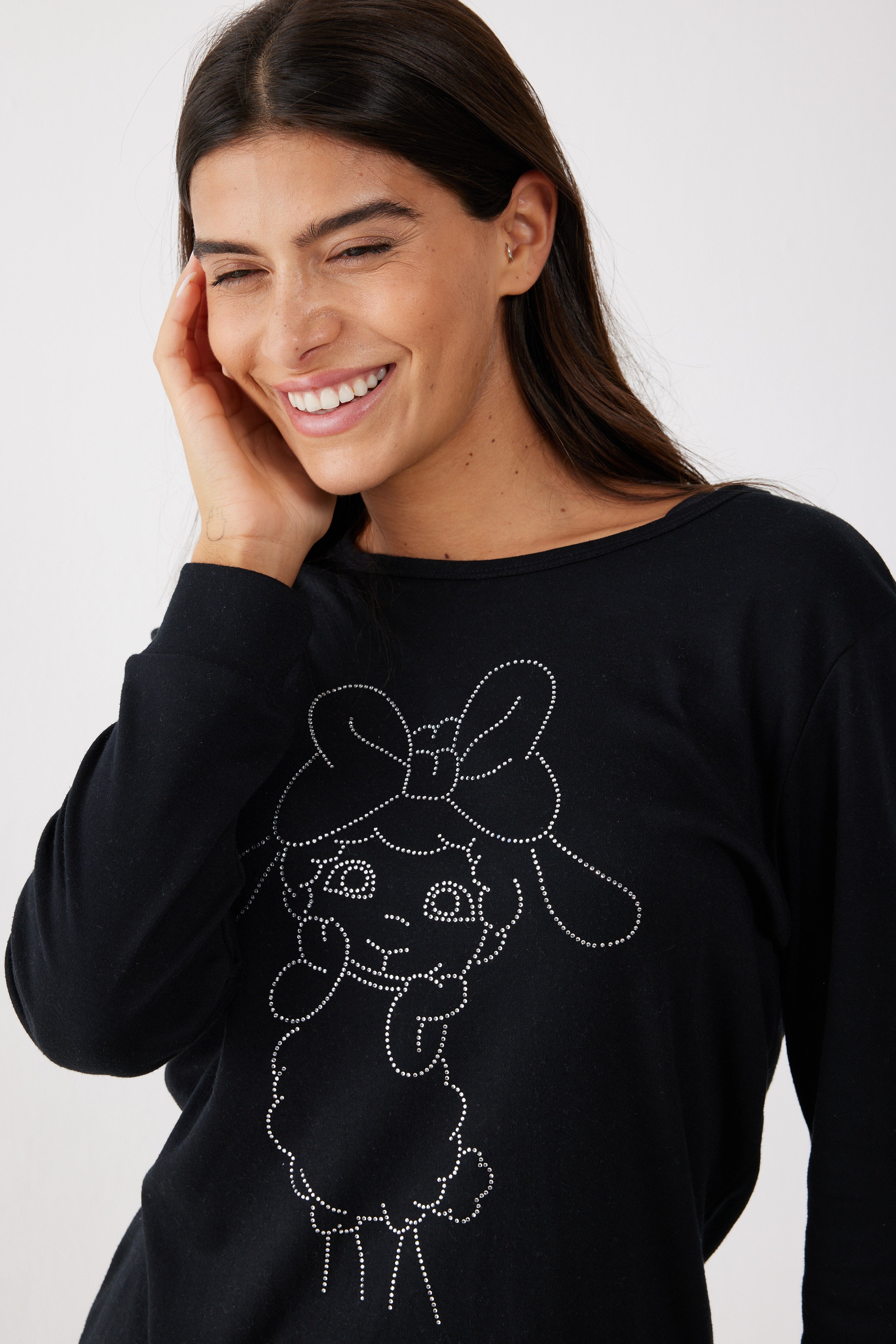 פיג'מה פיפה אינטרלוק - שחור