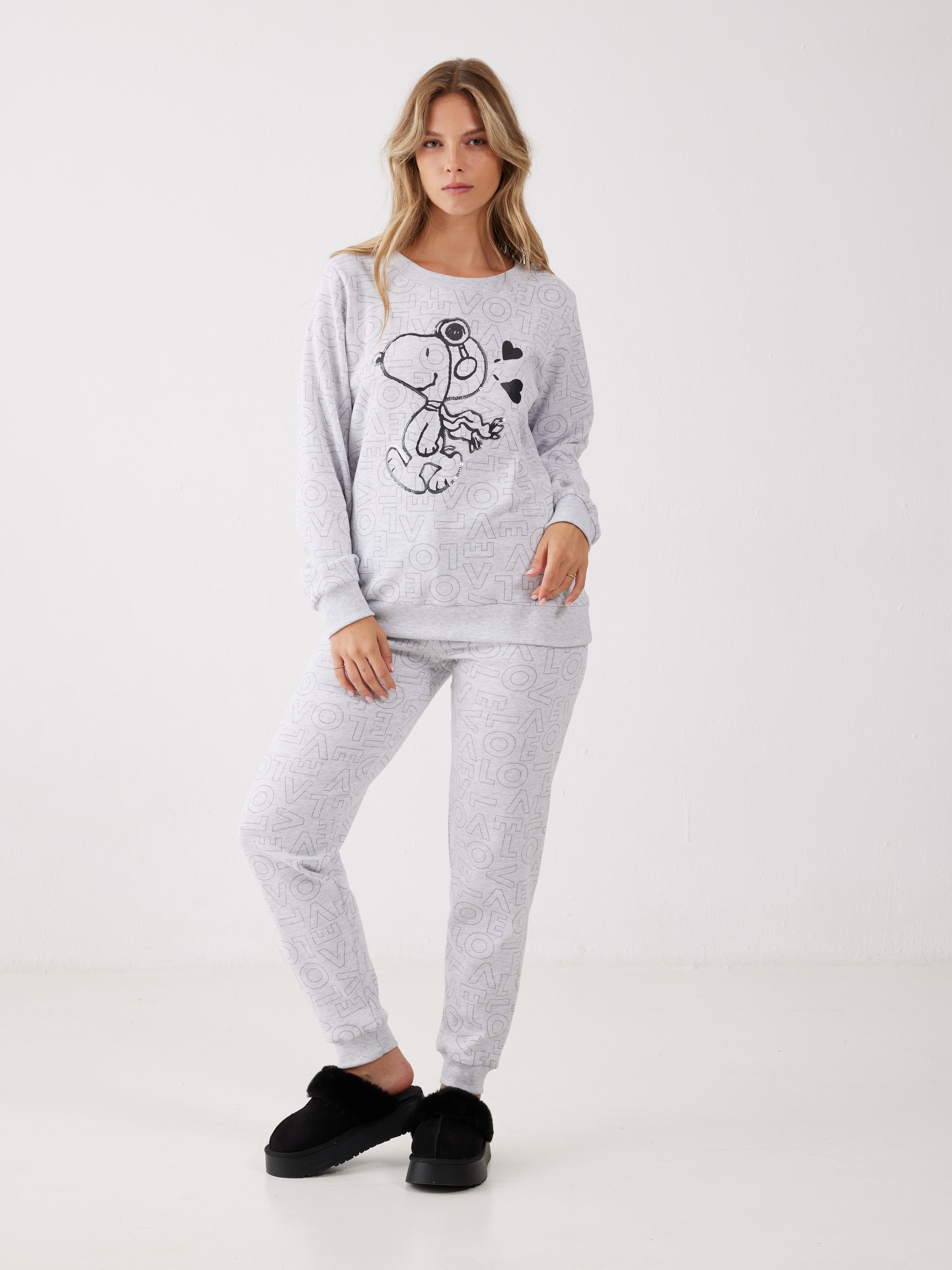 פיג'מה סנופי פוטר - אפור מלאנז