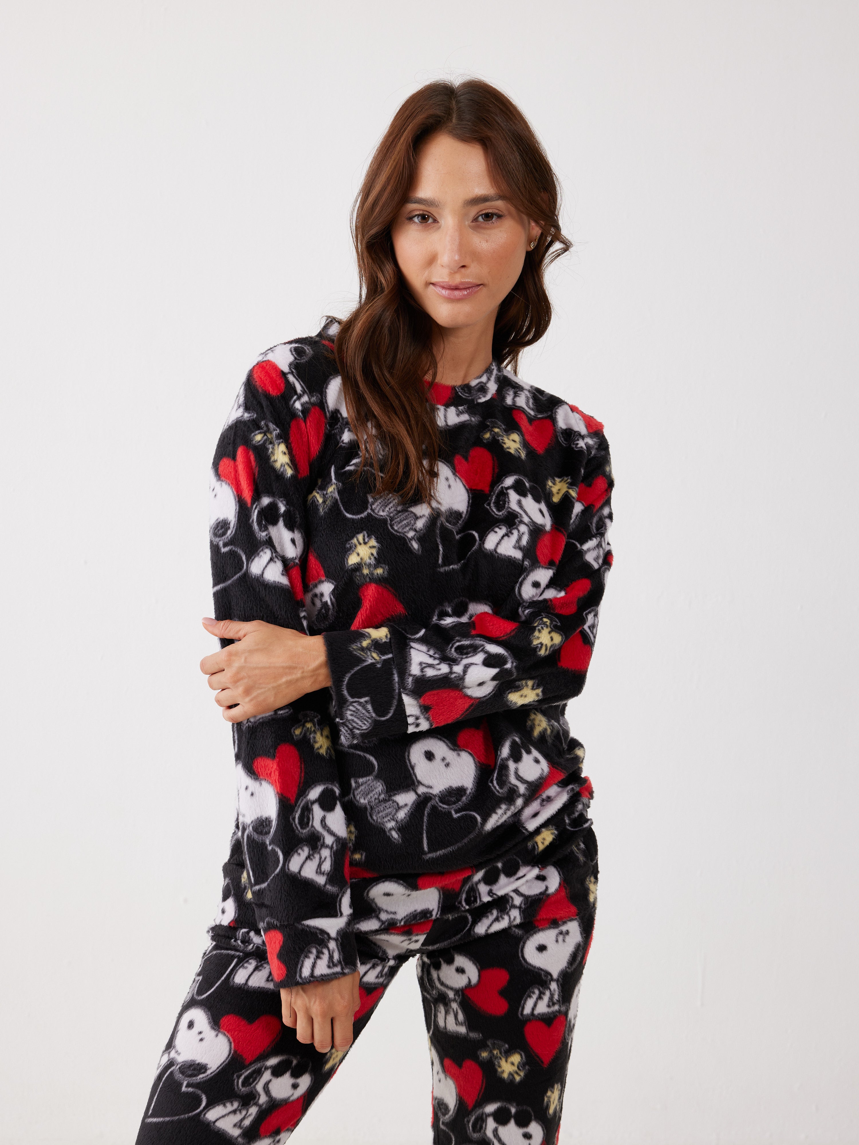 פיג'מה סנופי מינק - שחור