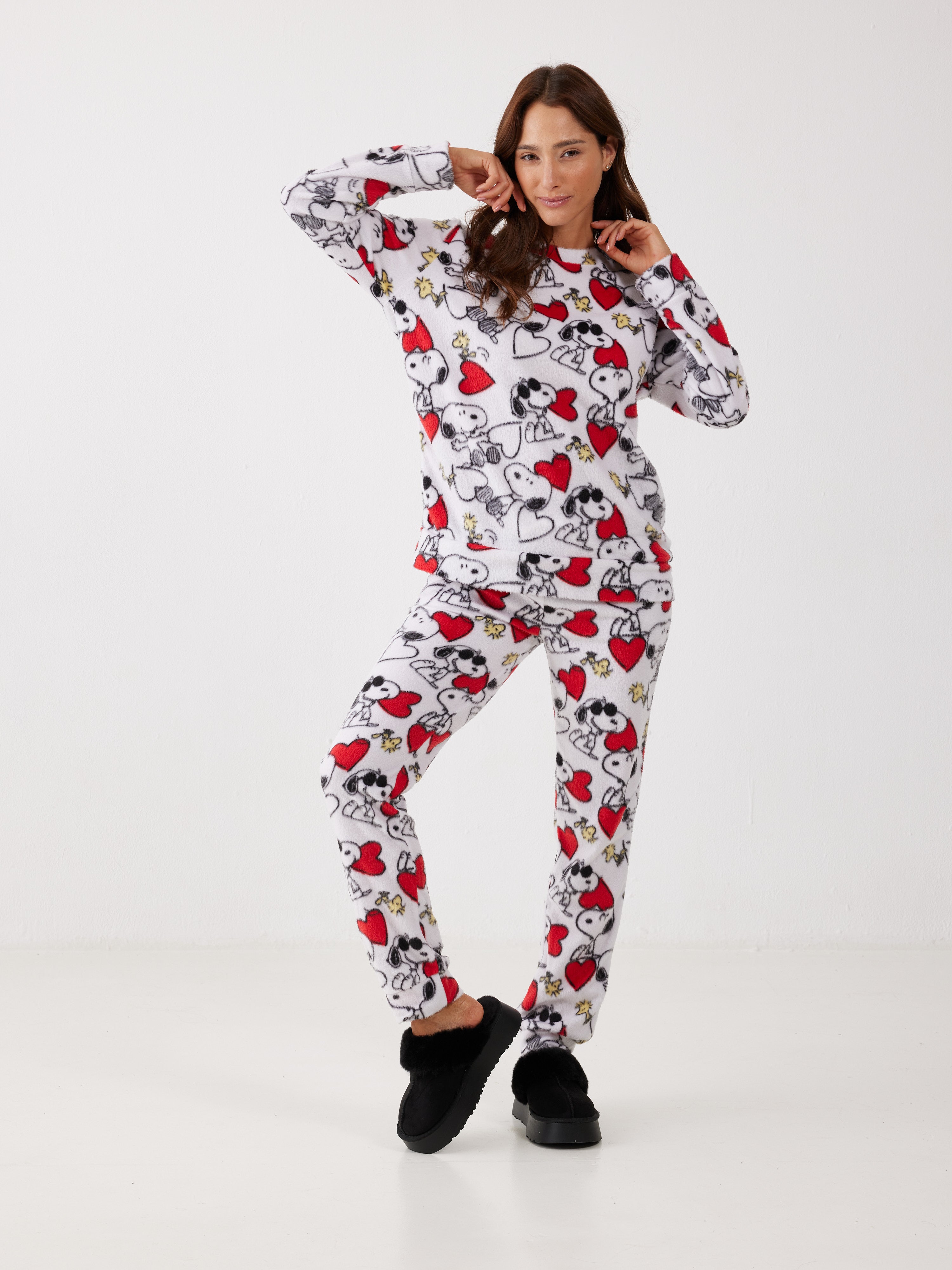 פיג'מה סנופי מינק - שמנת