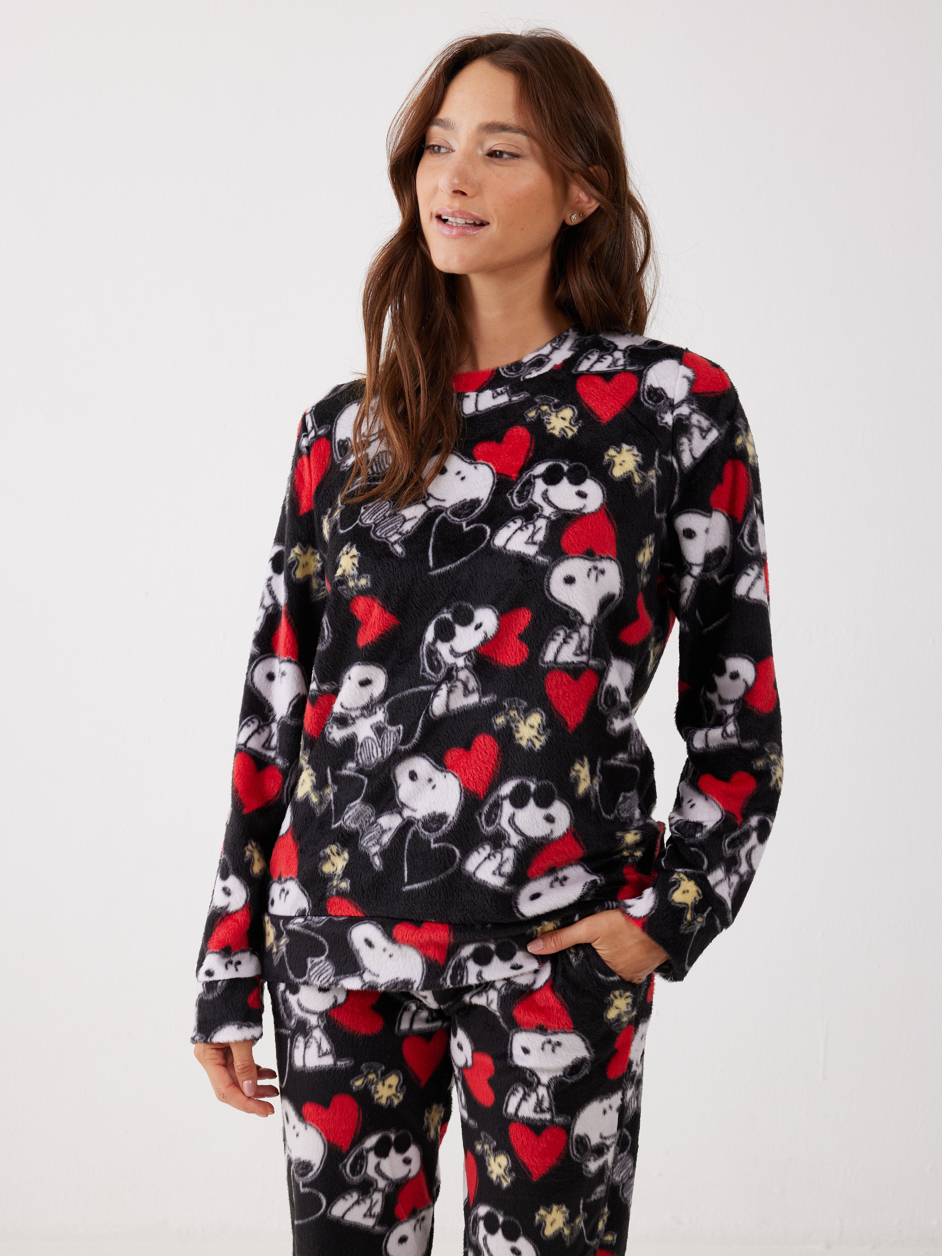 פיג'מה סנופי מינק - שחור