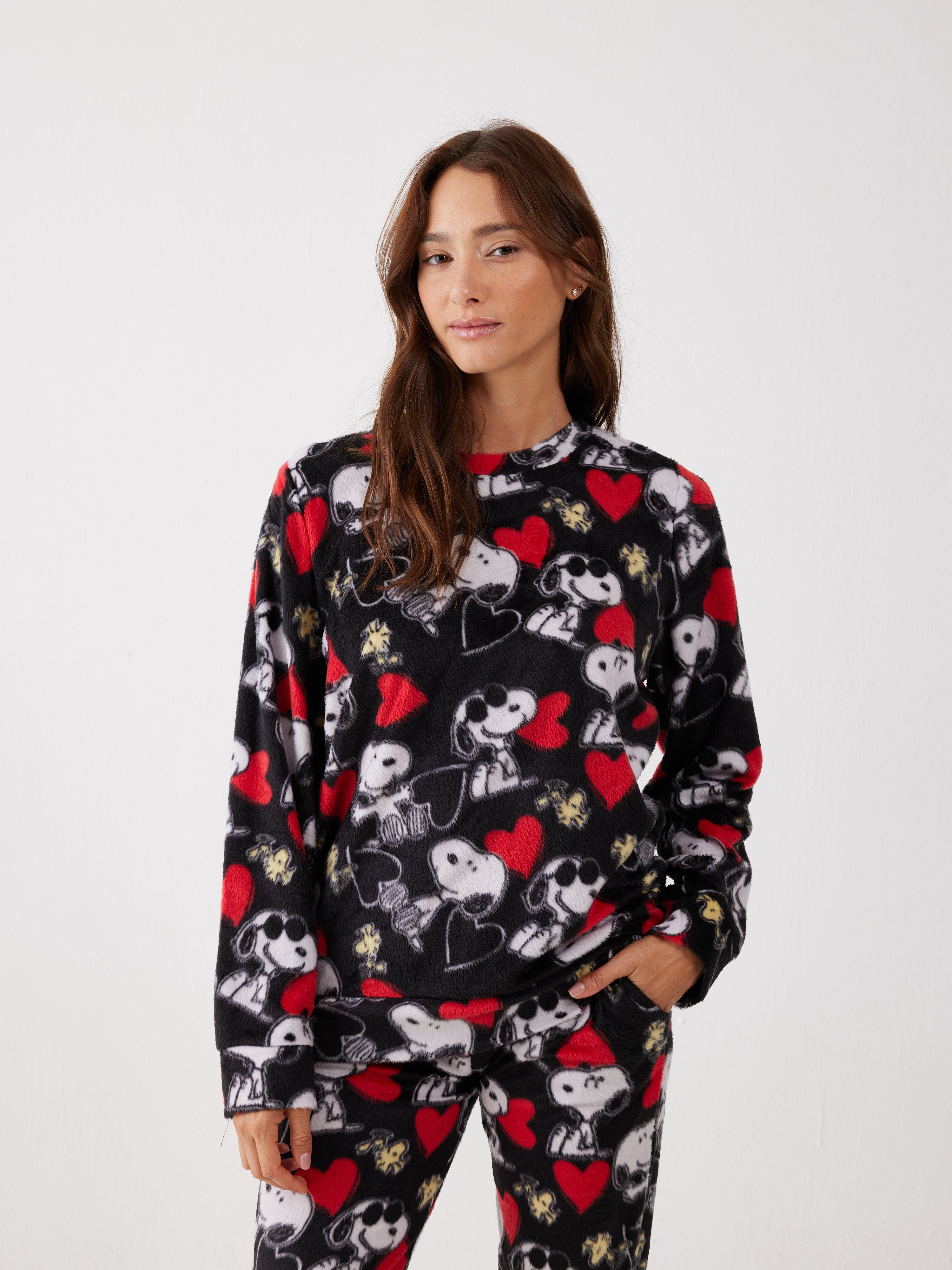 פיג'מה סנופי מינק - שחור