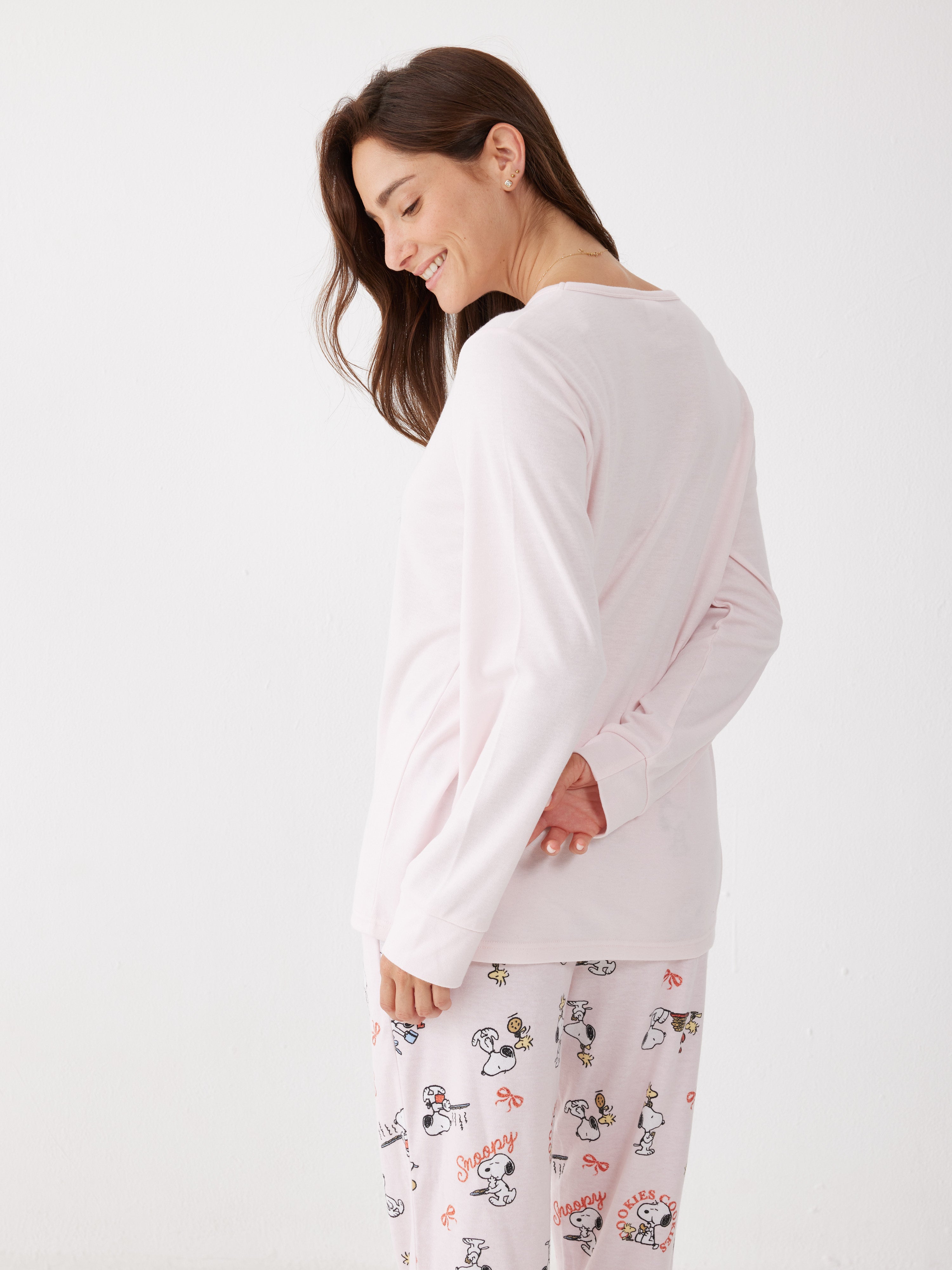 פיג'מת סנופי אינטרלוק - ורוד