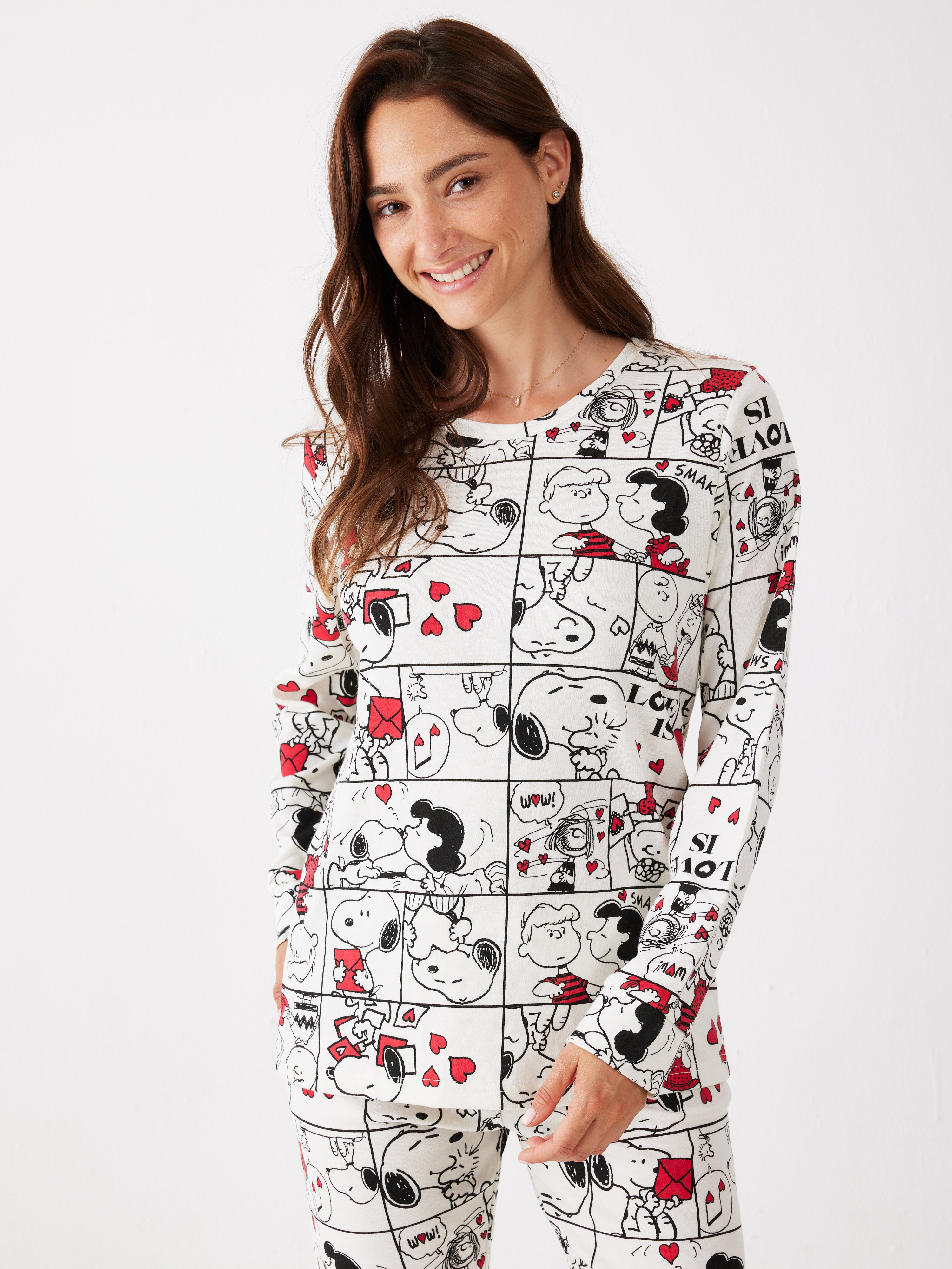 פיג'מת סנופי קומיקס - שמנת