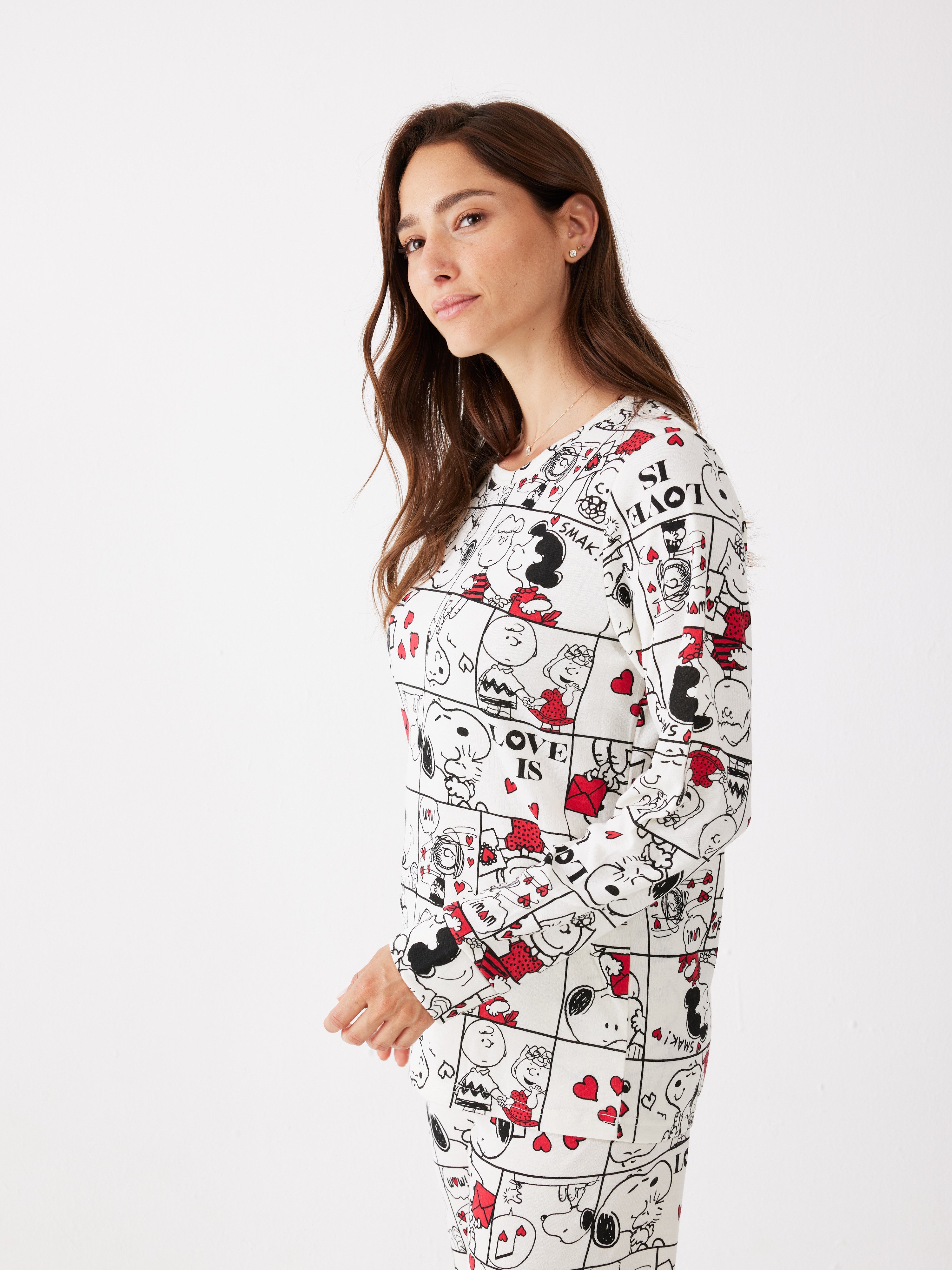 פיג'מת סנופי קומיקס - שמנת