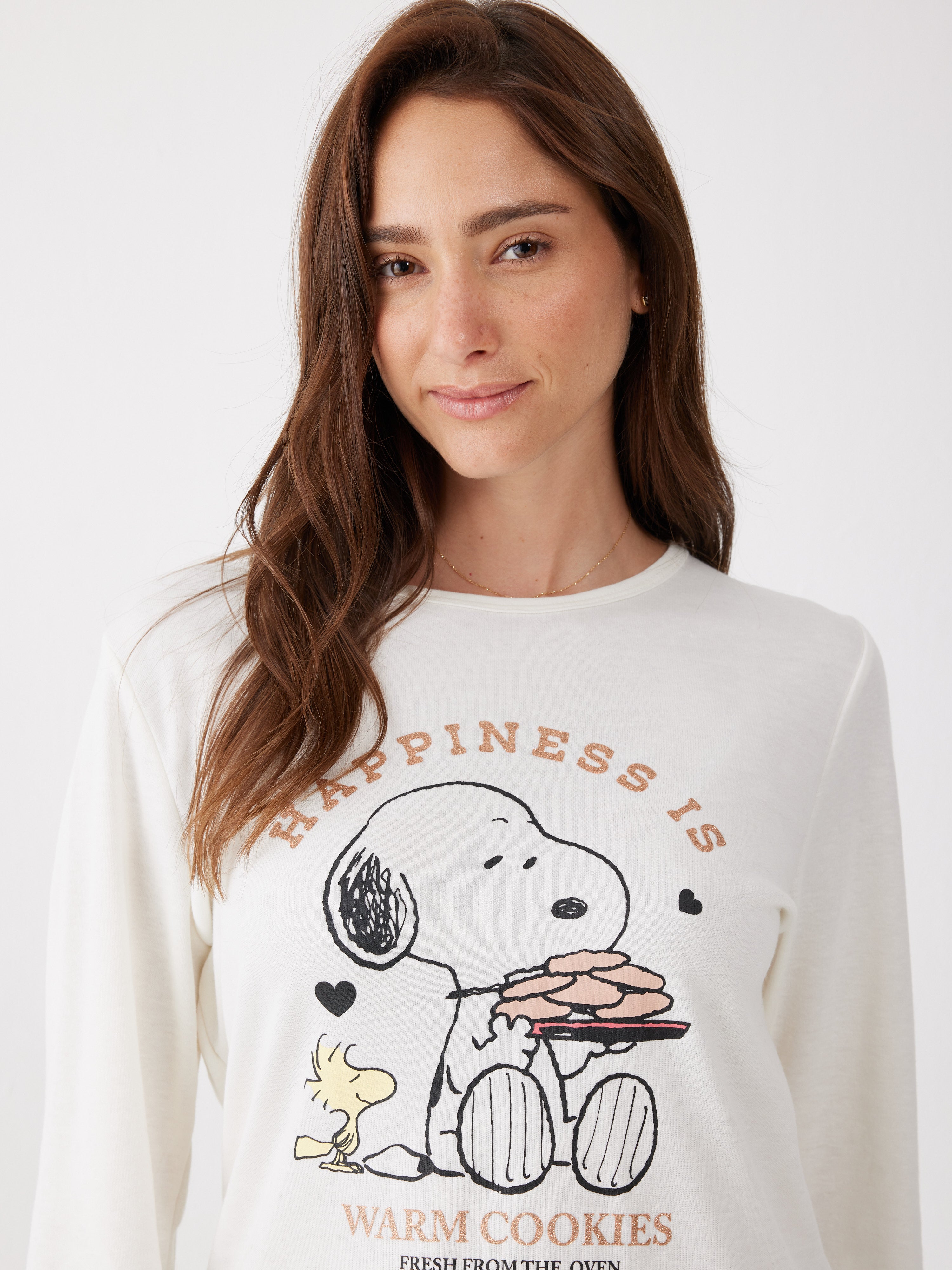 פיג'מה סנופי אינטרלוק - שמנת