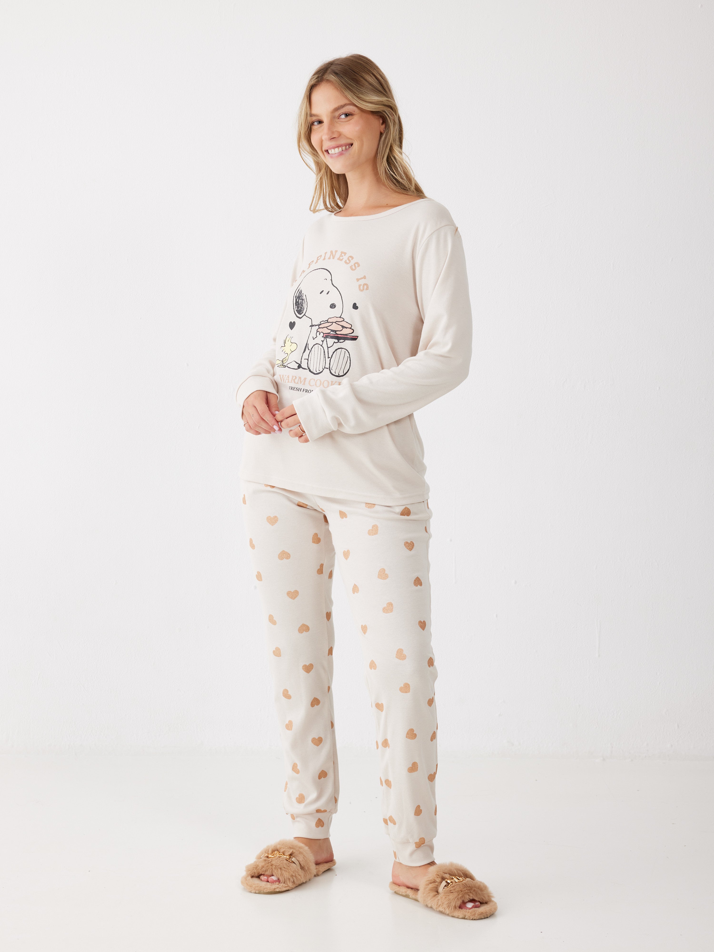 פיג'מה סנופי אינטרלוק - בז