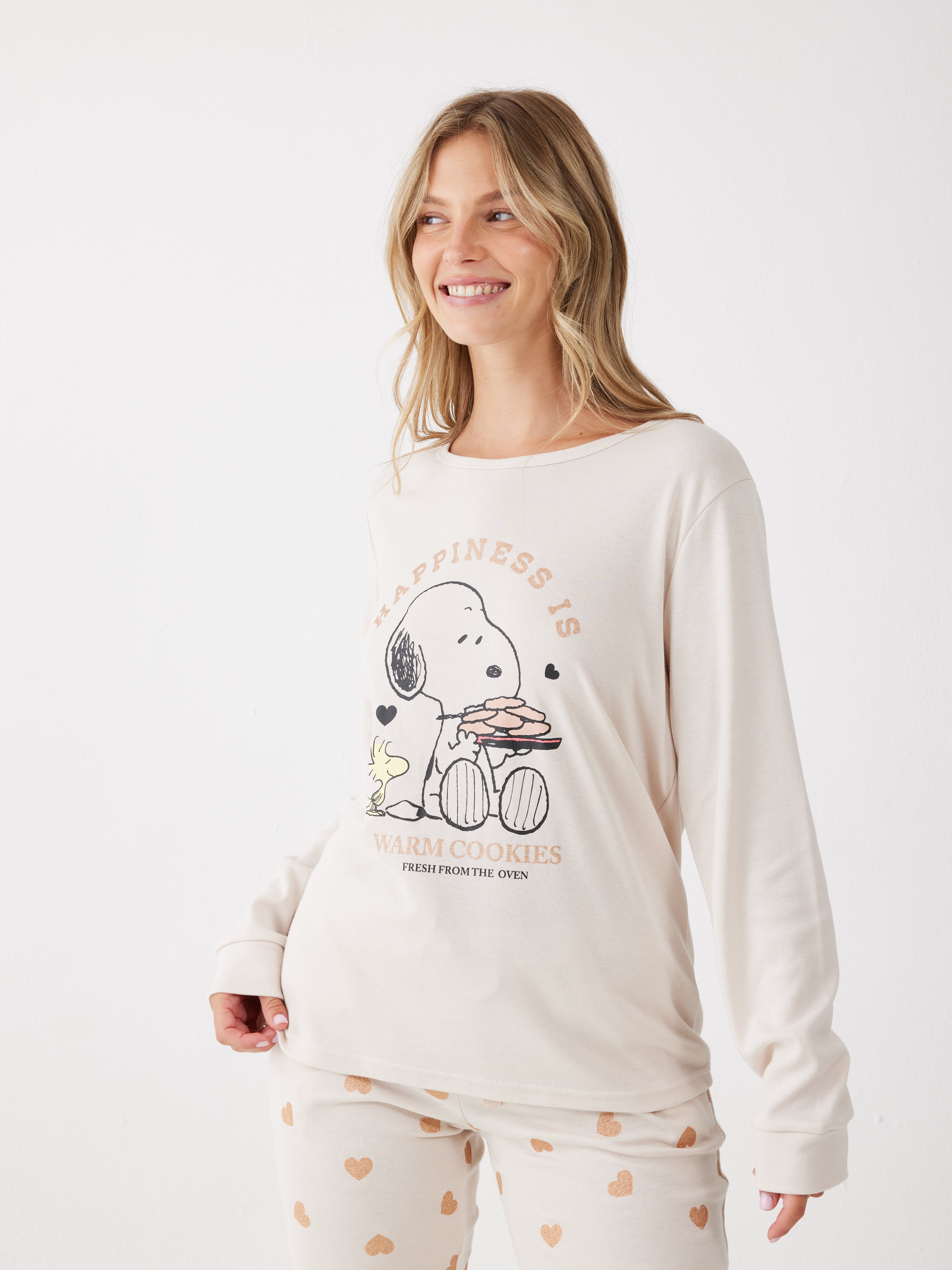 פיג'מה סנופי אינטרלוק - בז