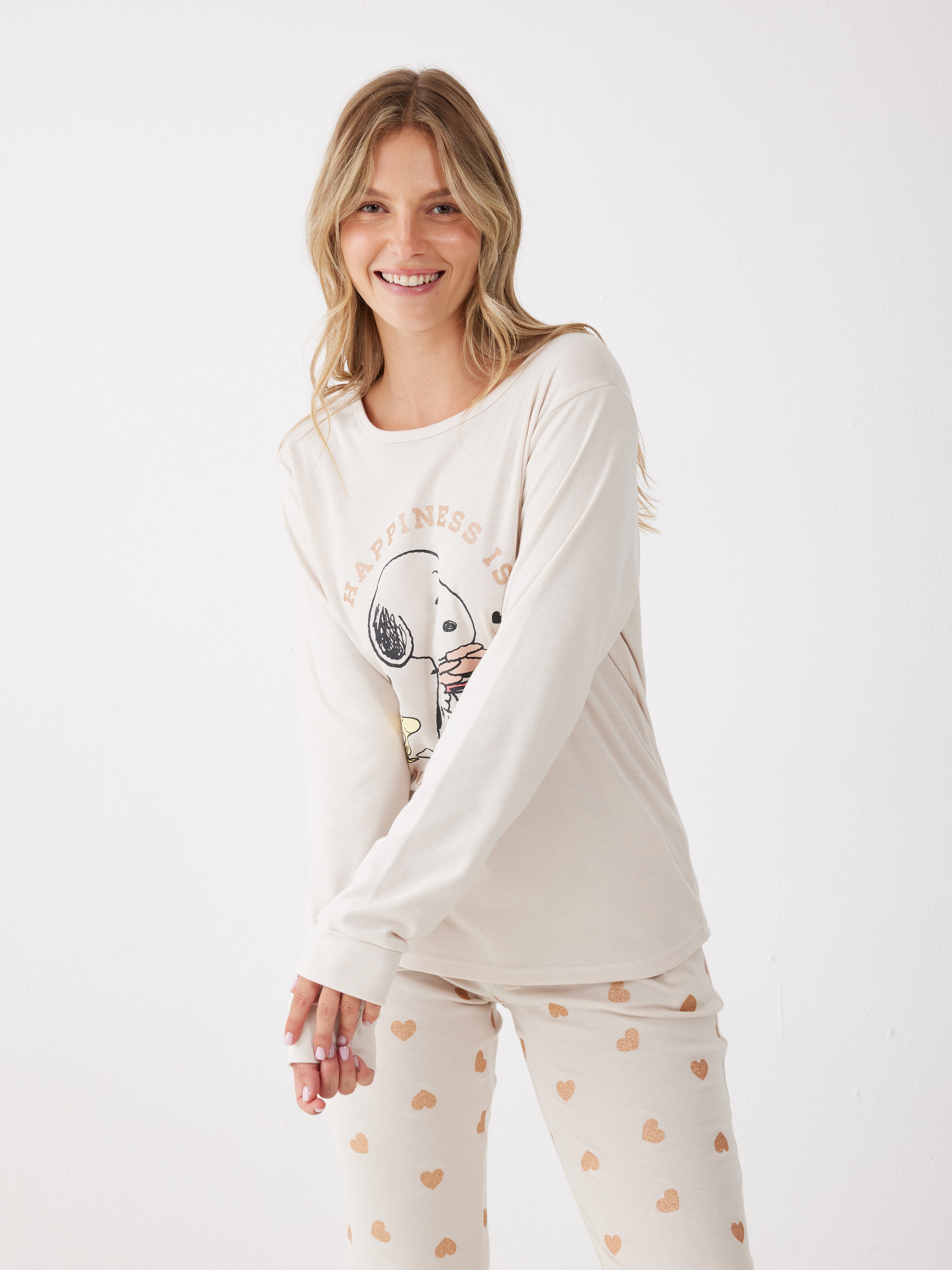 פיג'מה סנופי אינטרלוק - בז