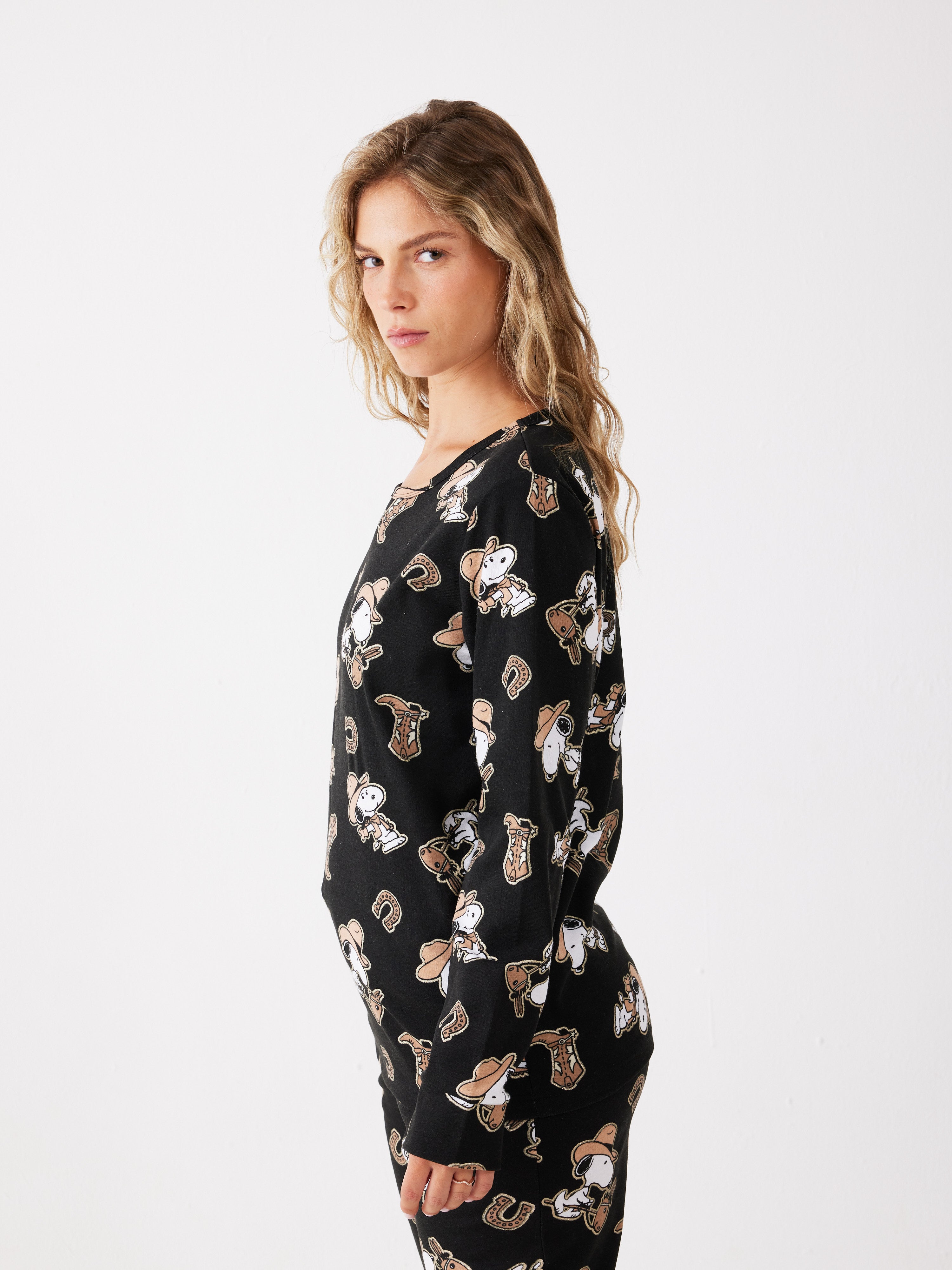 פיג'מת סנופי קאבוי - שחור