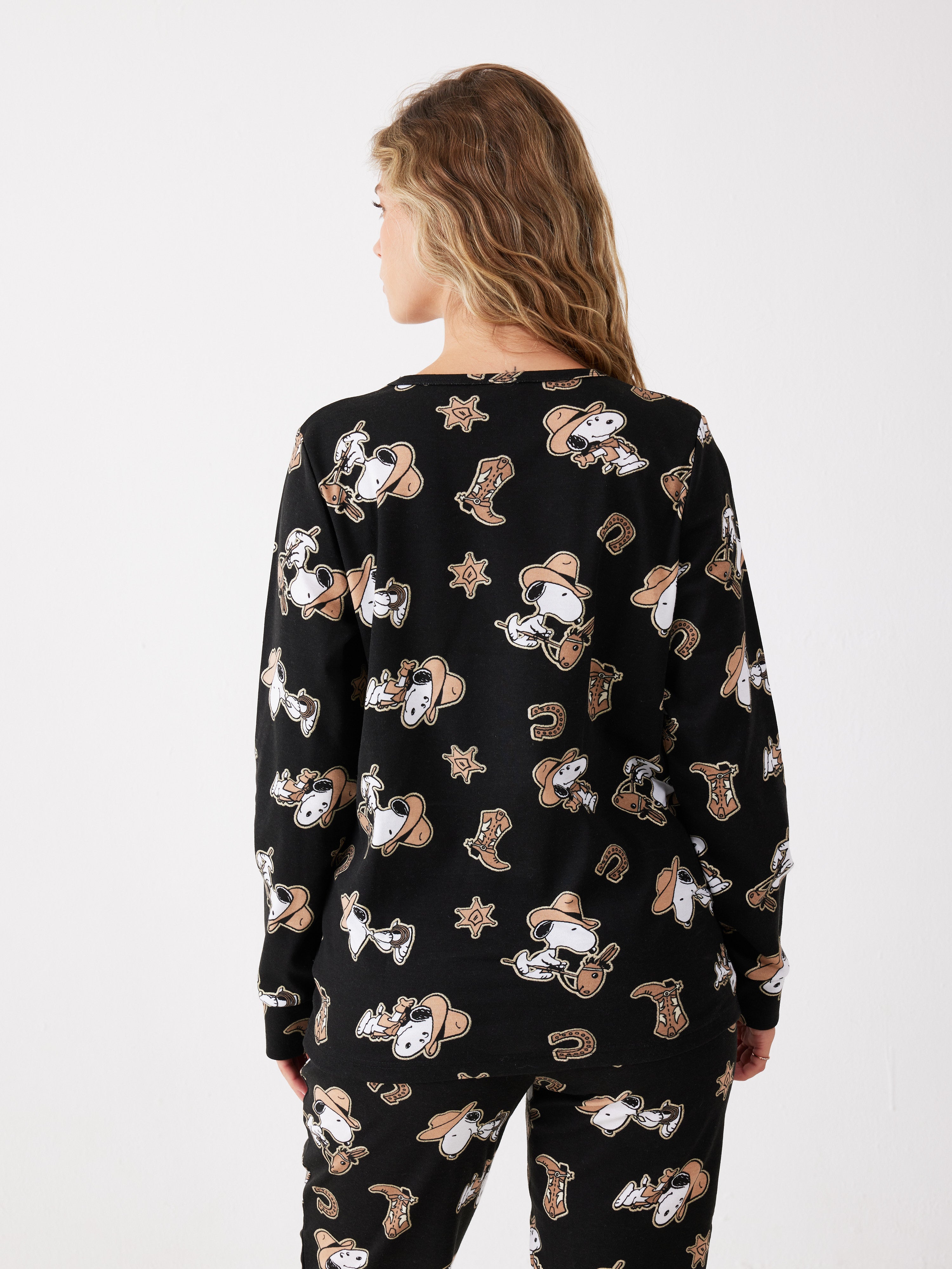 פיג'מת סנופי קאבוי - שחור