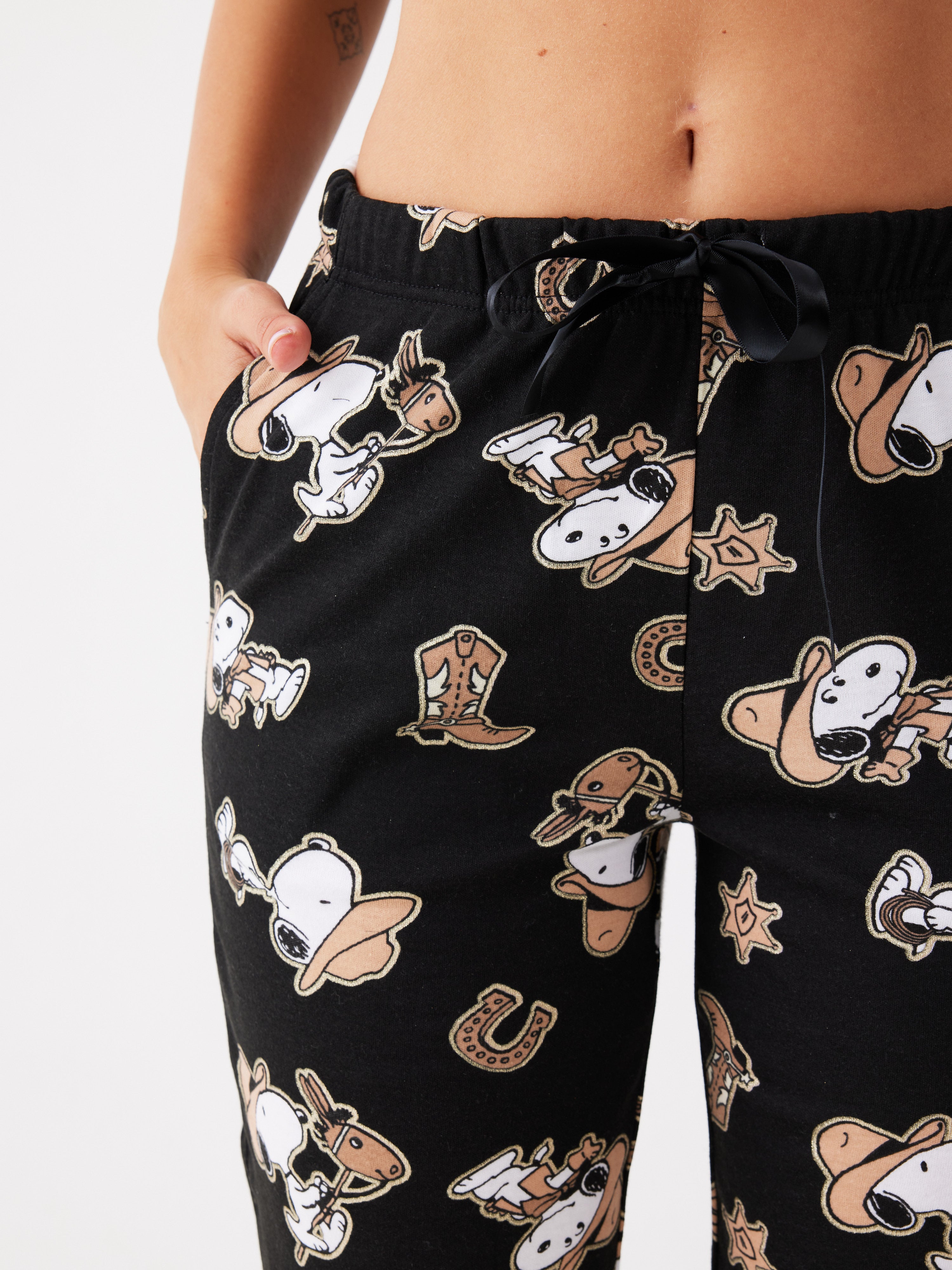 פיג'מת סנופי קאבוי - שחור