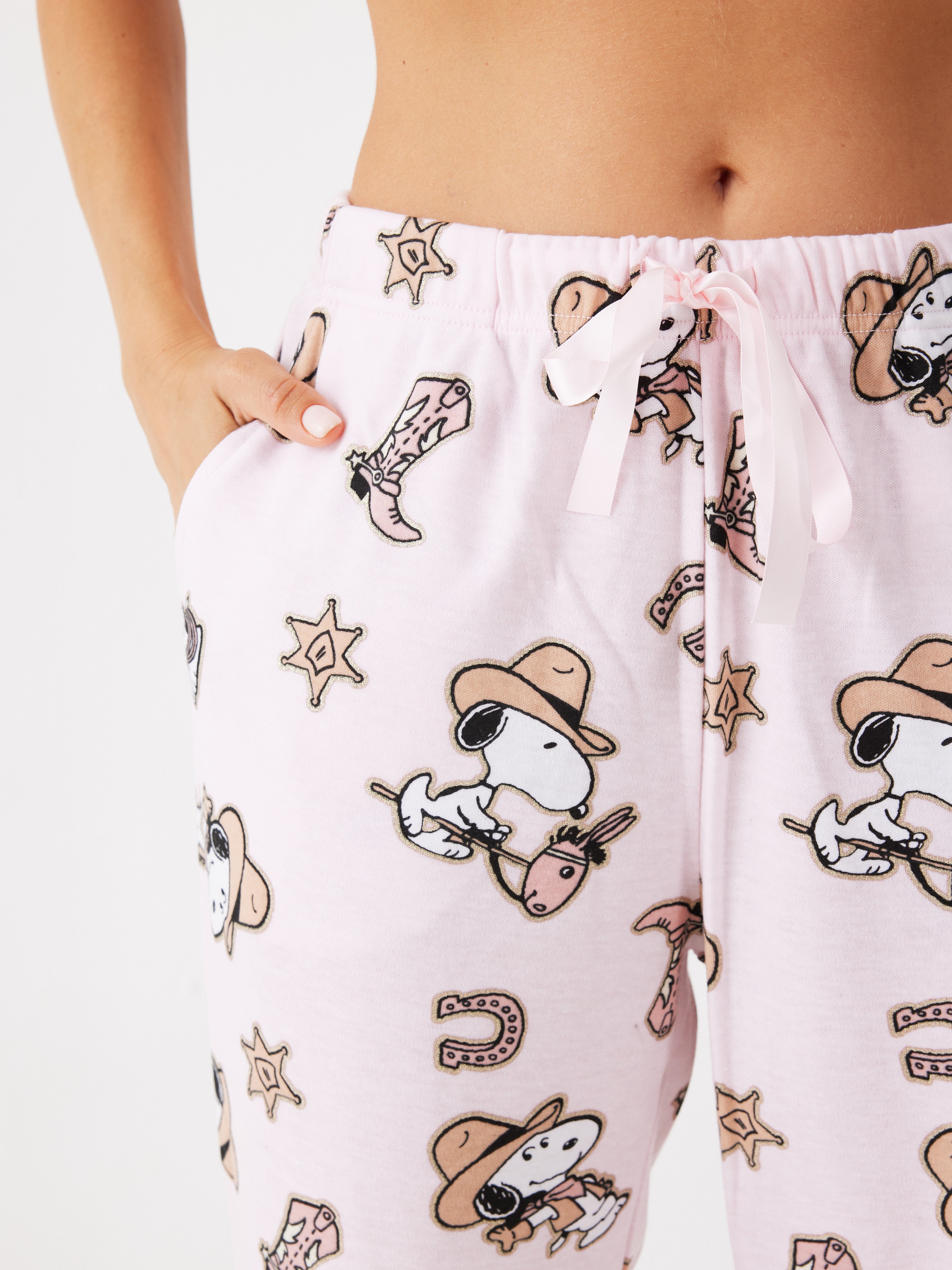 פיג'מת סנופי קאבוי - ורוד