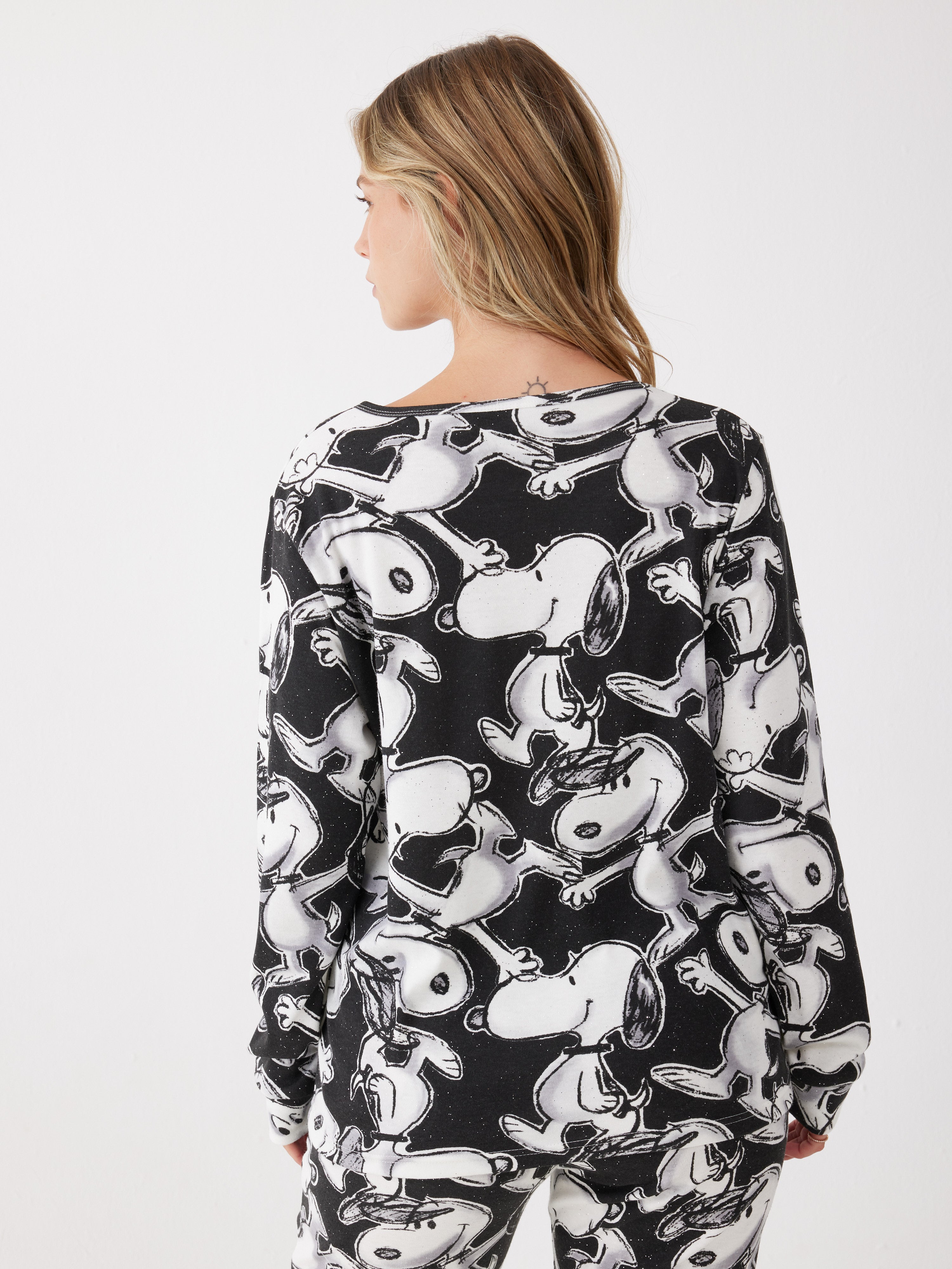 פיג'מה סנופי חיבוק - שחור