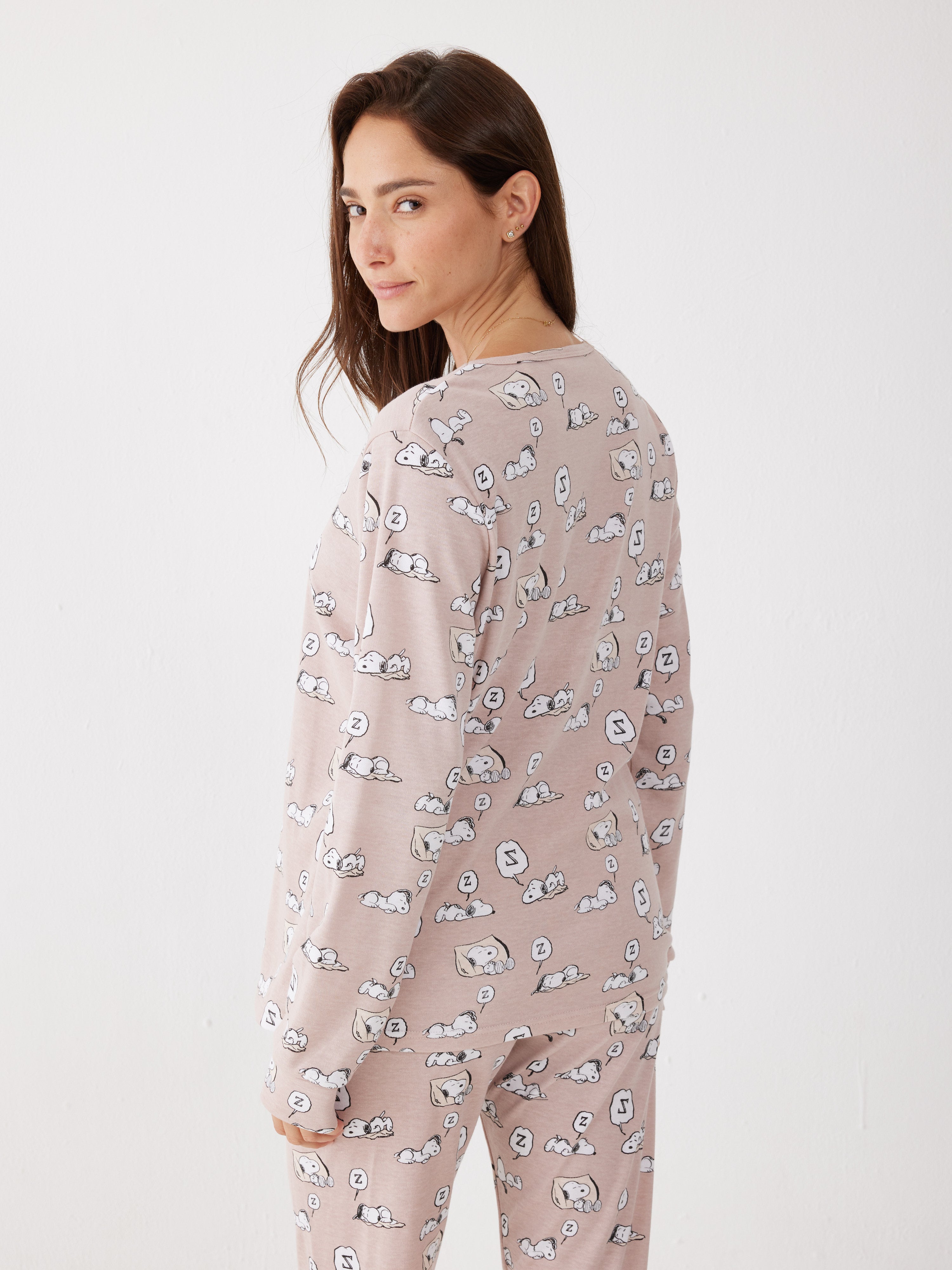 פיג'מה סנופי מנמנם - ורוד מעושן