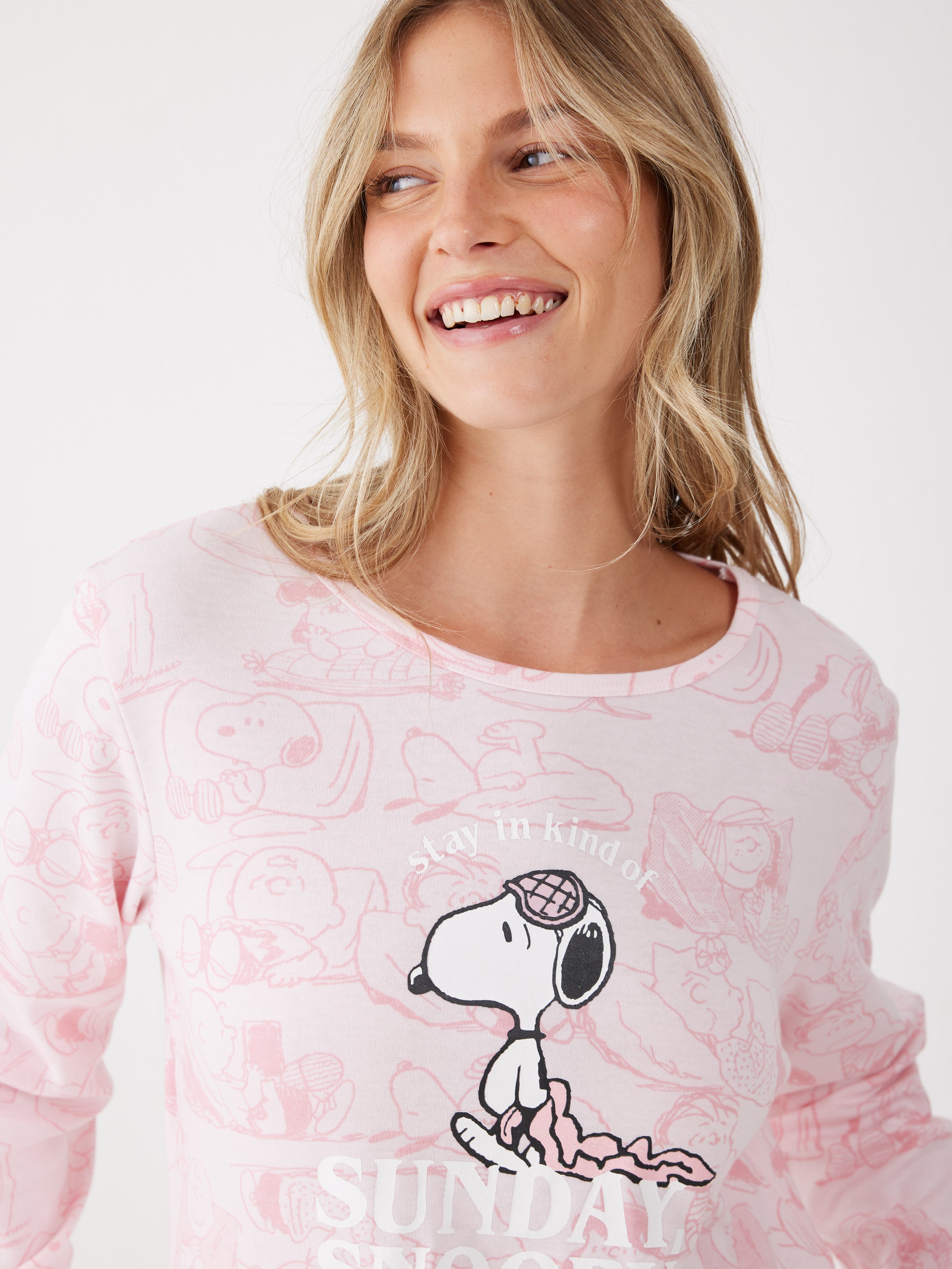 פיג'מה סנופי - Sunday - ורוד