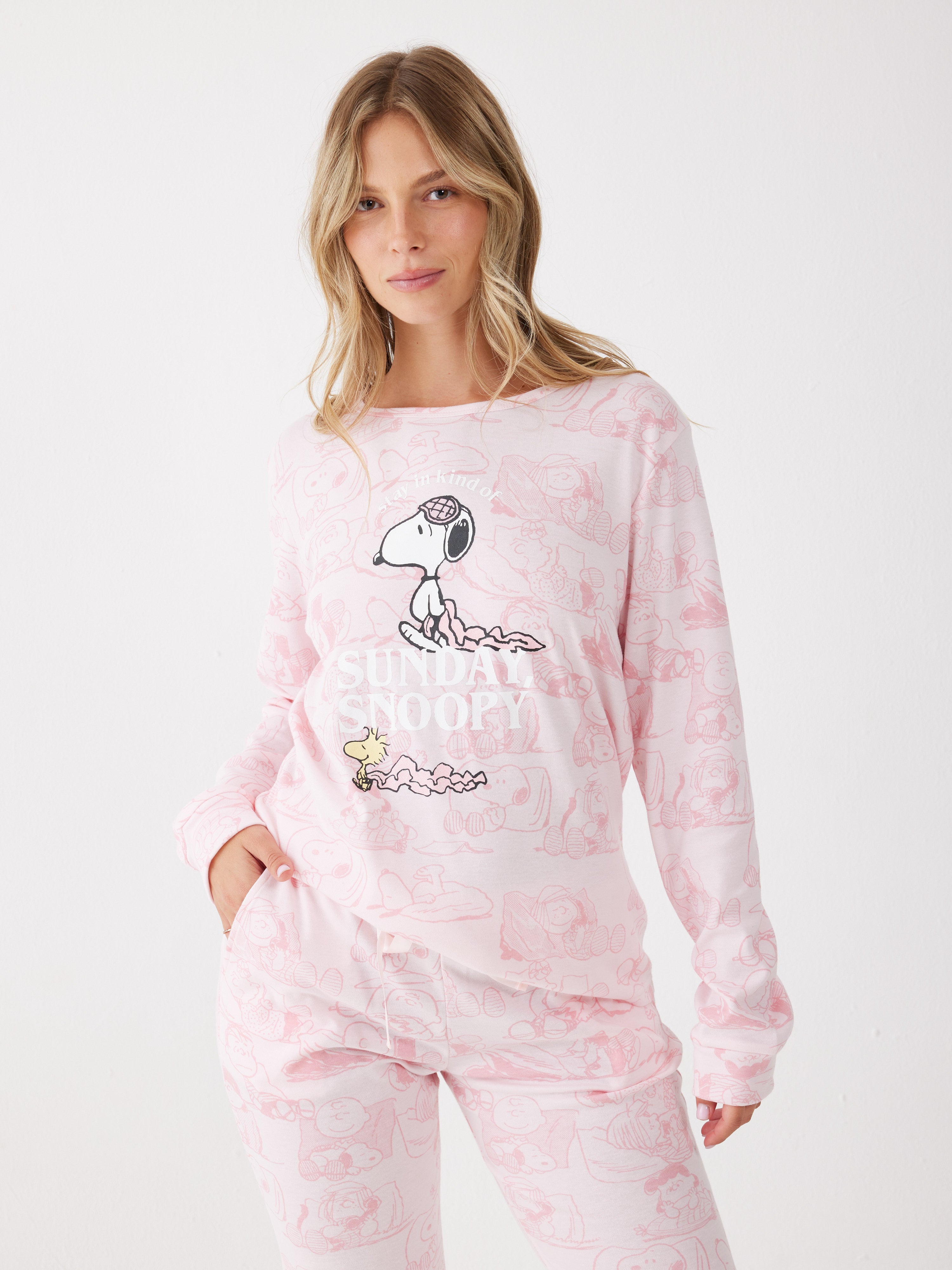פיג'מה סנופי - Sunday - ורוד