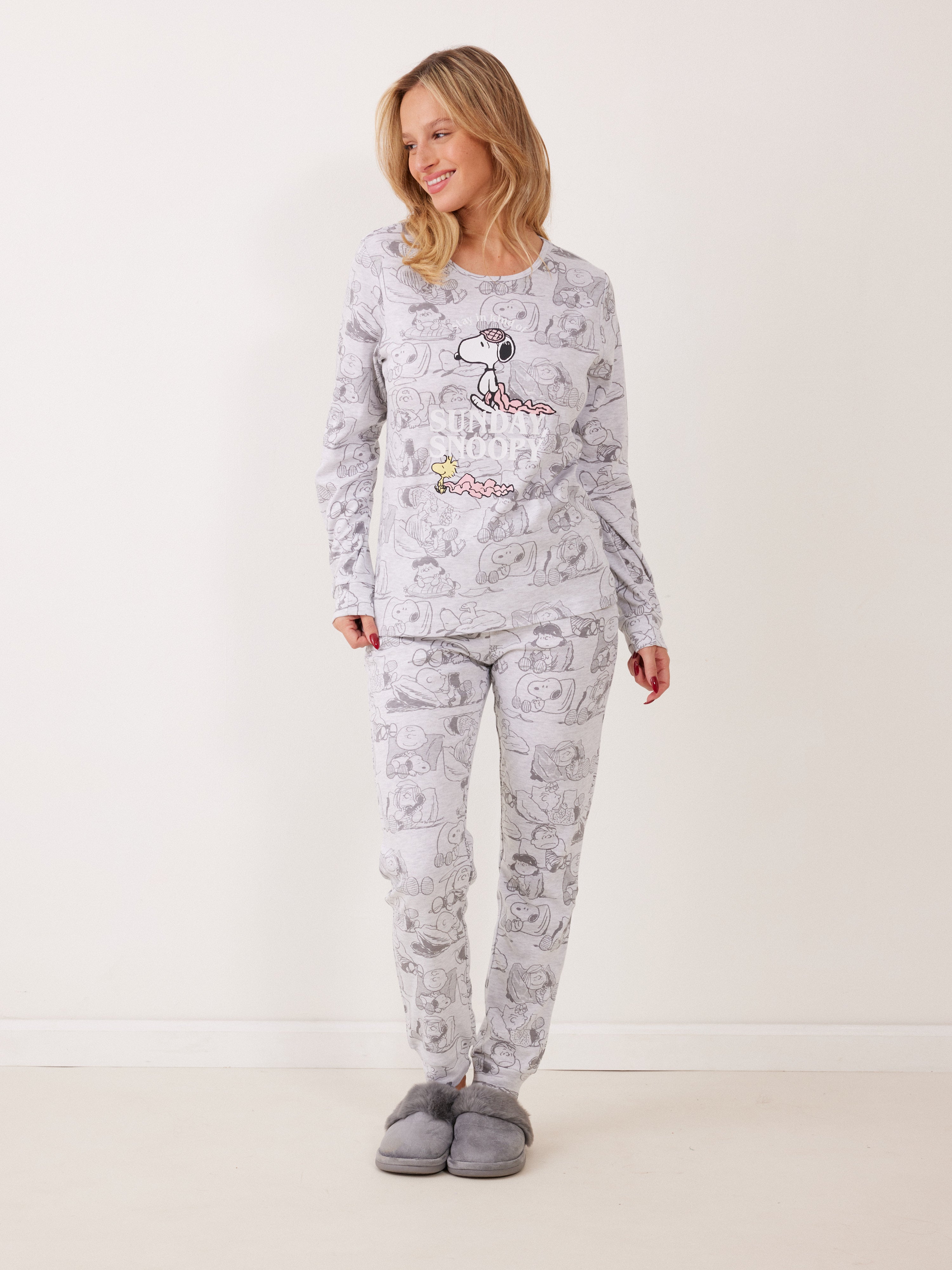 פיג'מה סנופי - Sunday - אפור מלאנז