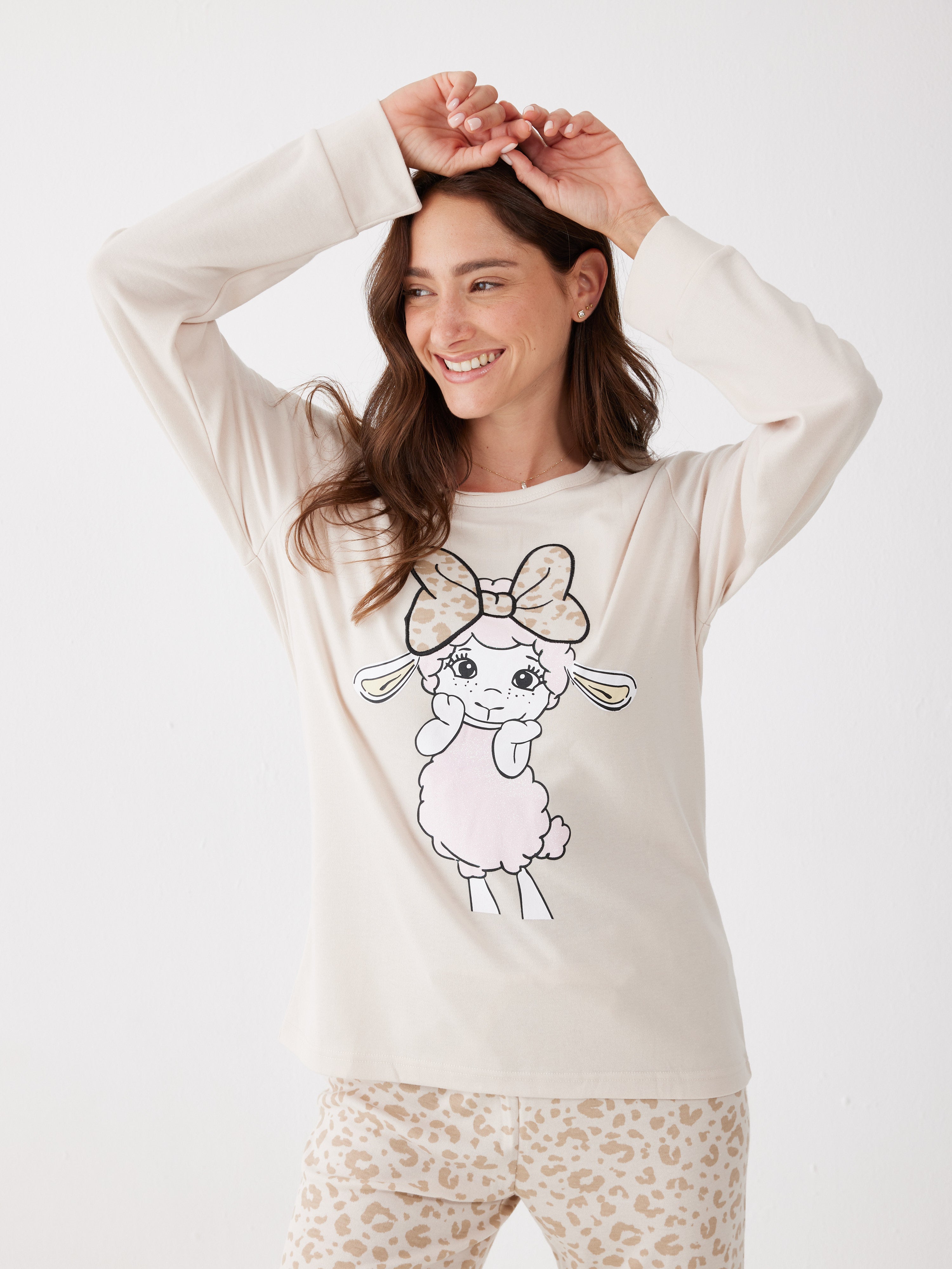 פיג'מת פיפה אינטרלוק - בז