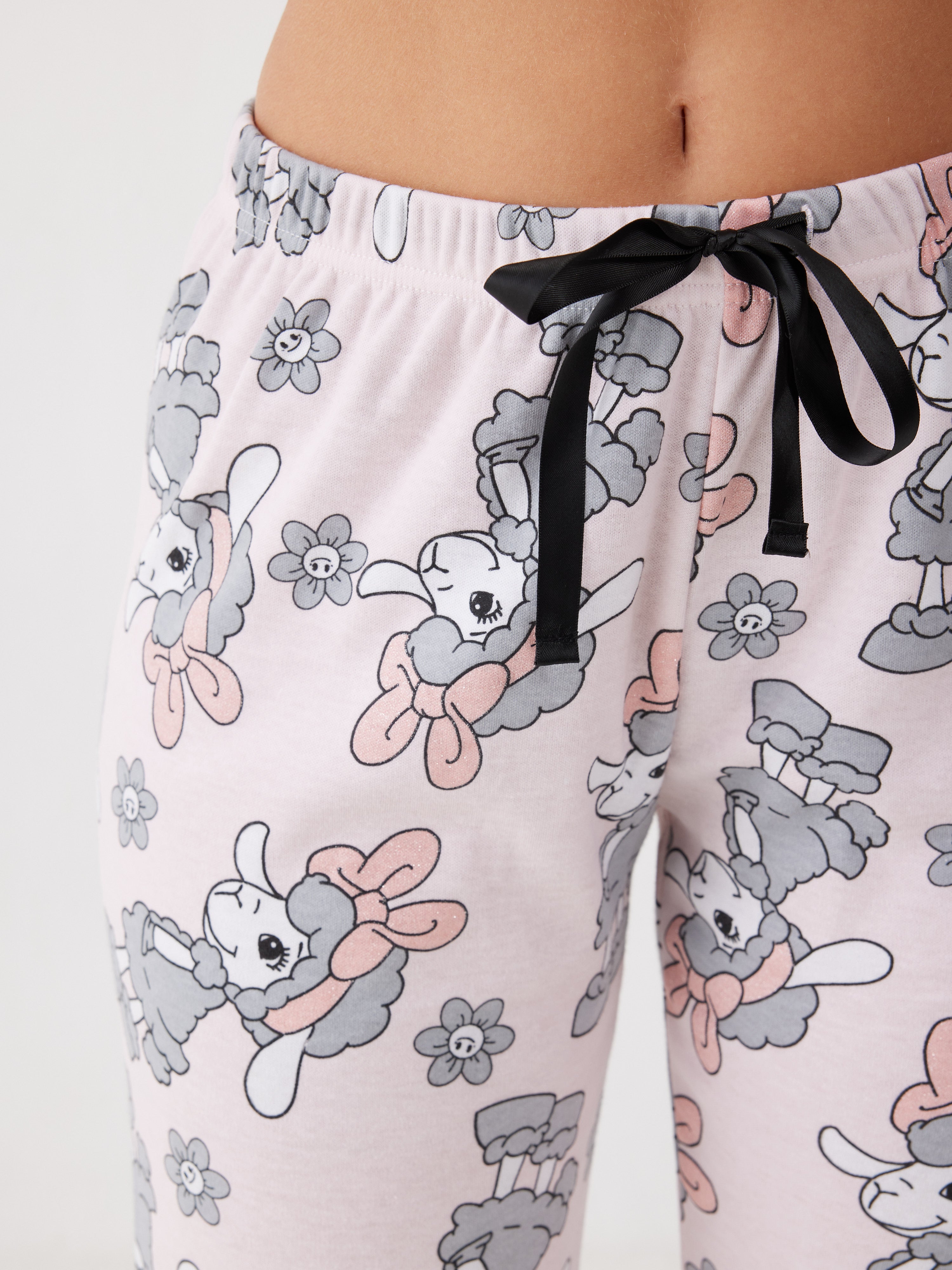 פיג'מה פיפה מכופתרת פיפה פרחים - ורוד