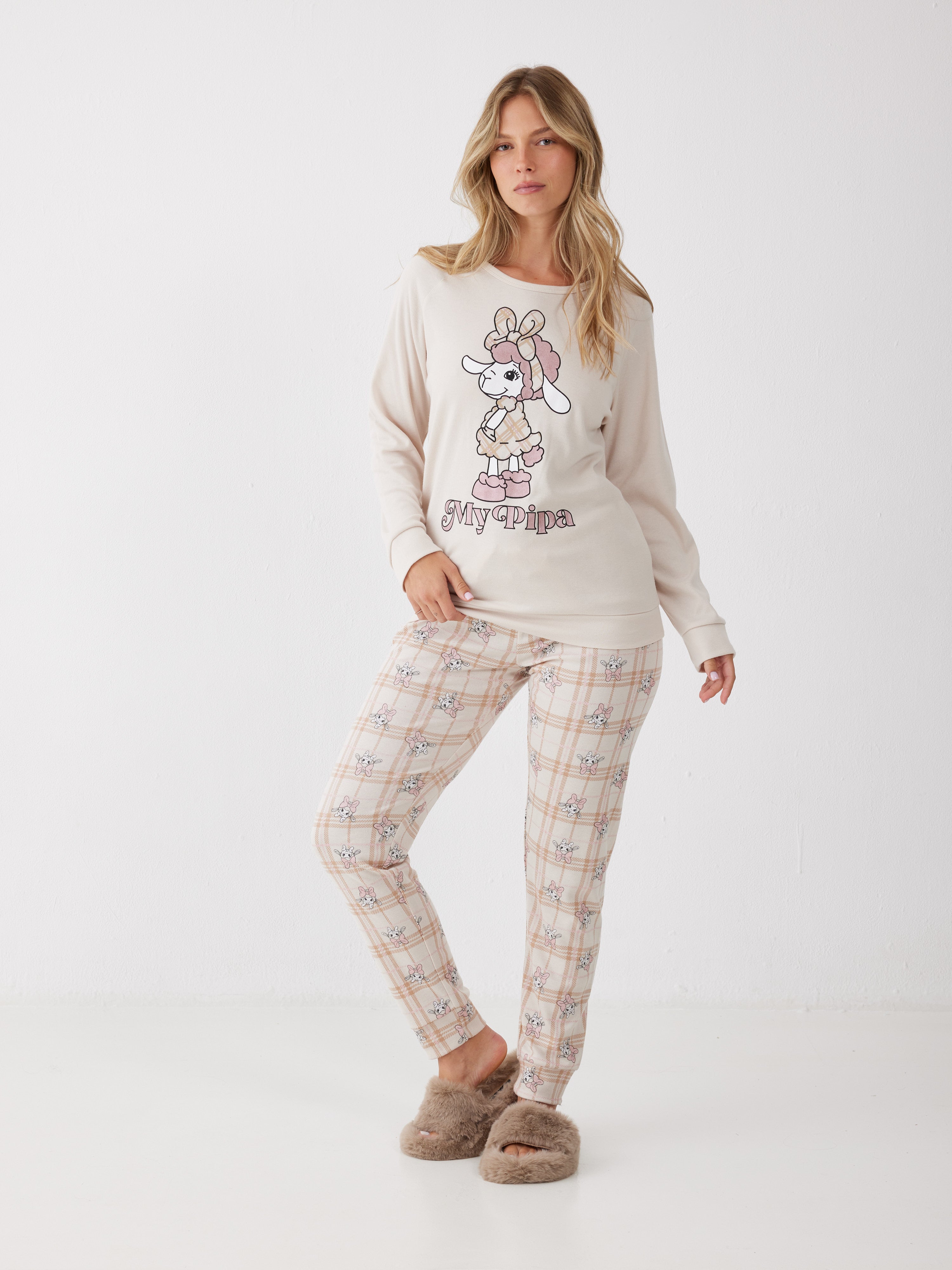 פיג'מה אינטרלוק My Pipa - בז