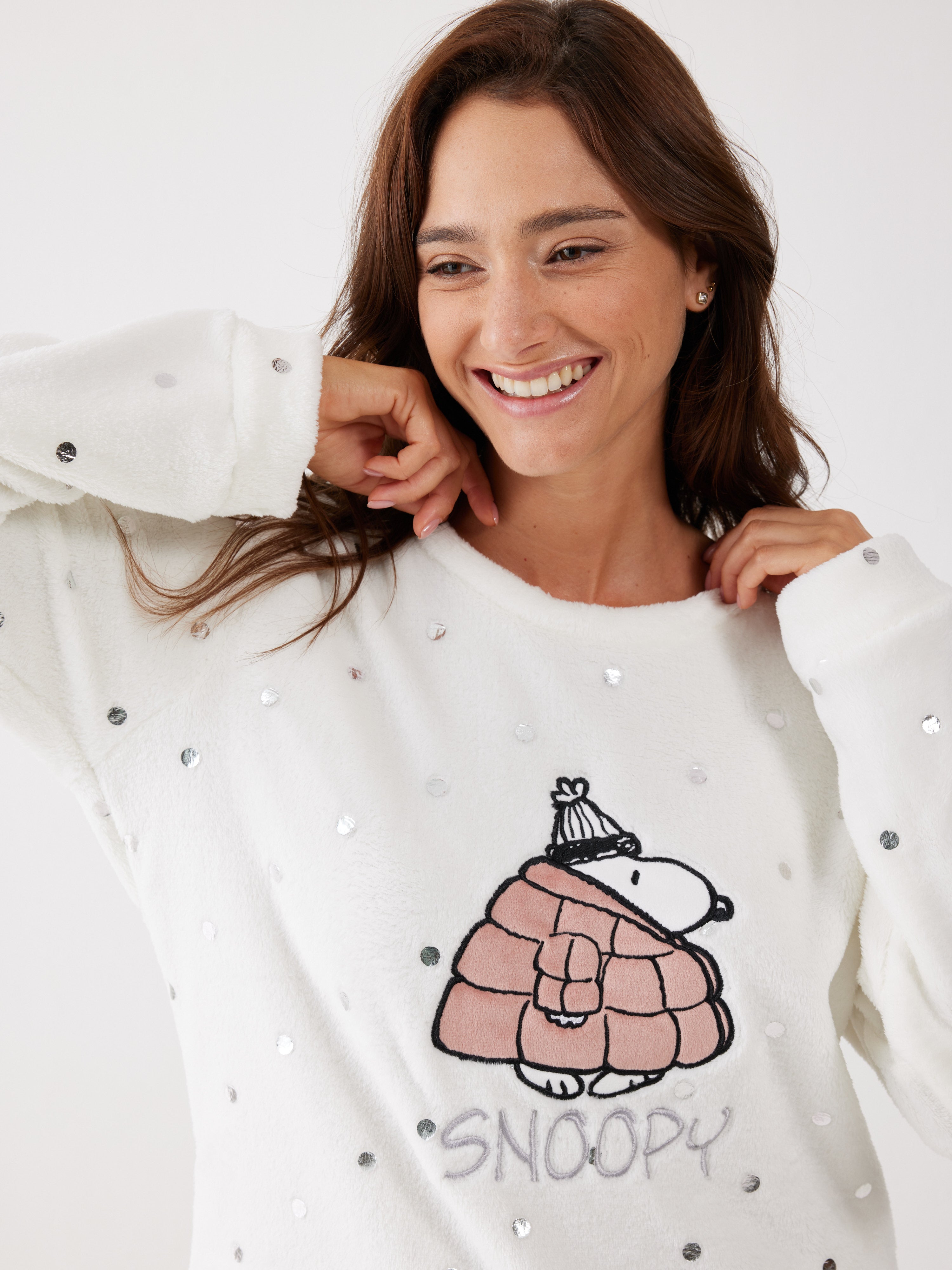 פיג'מה סנופי פלאפי - שמנת