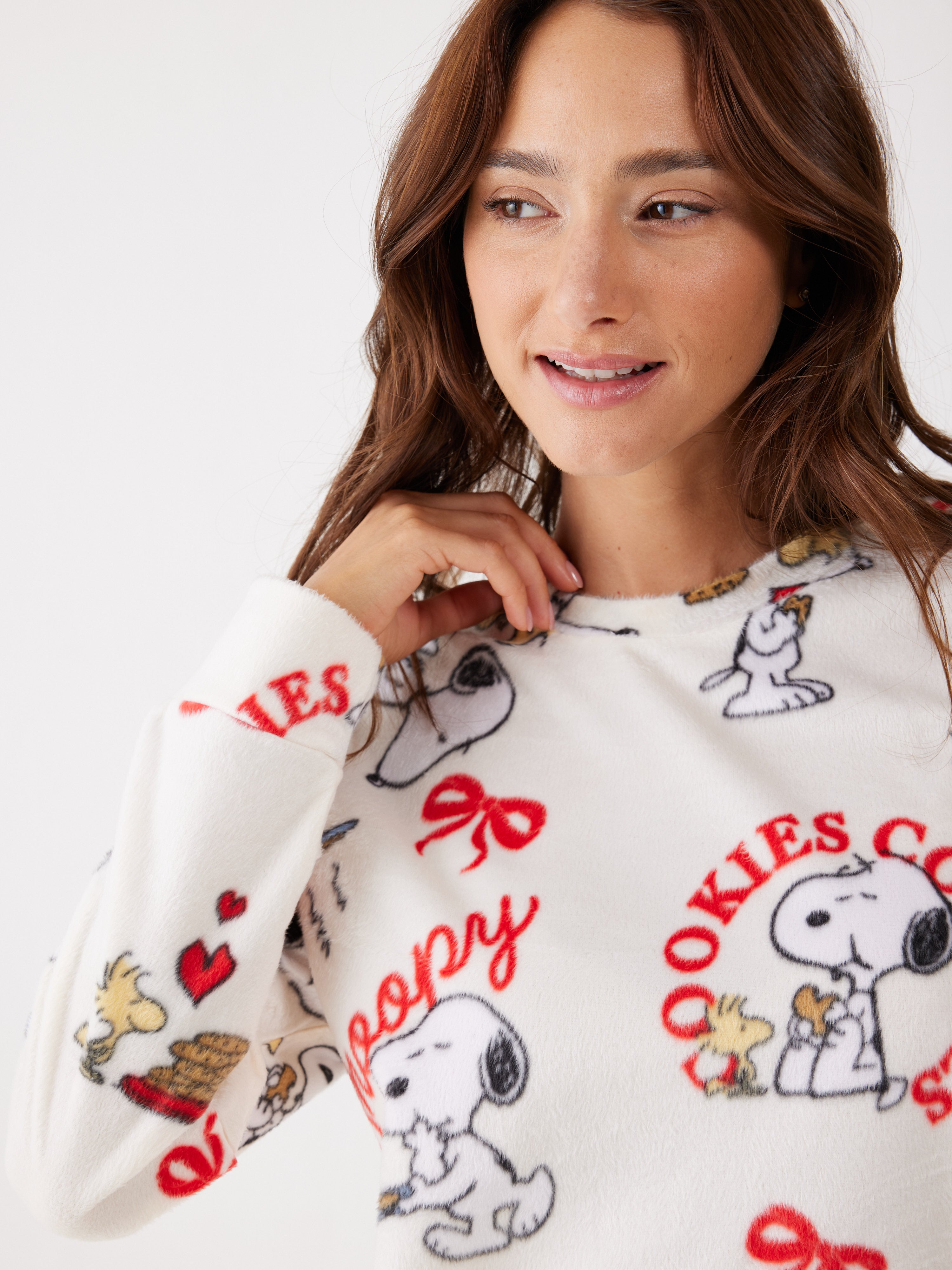 פיג'מת סנופי מינק - שמנת