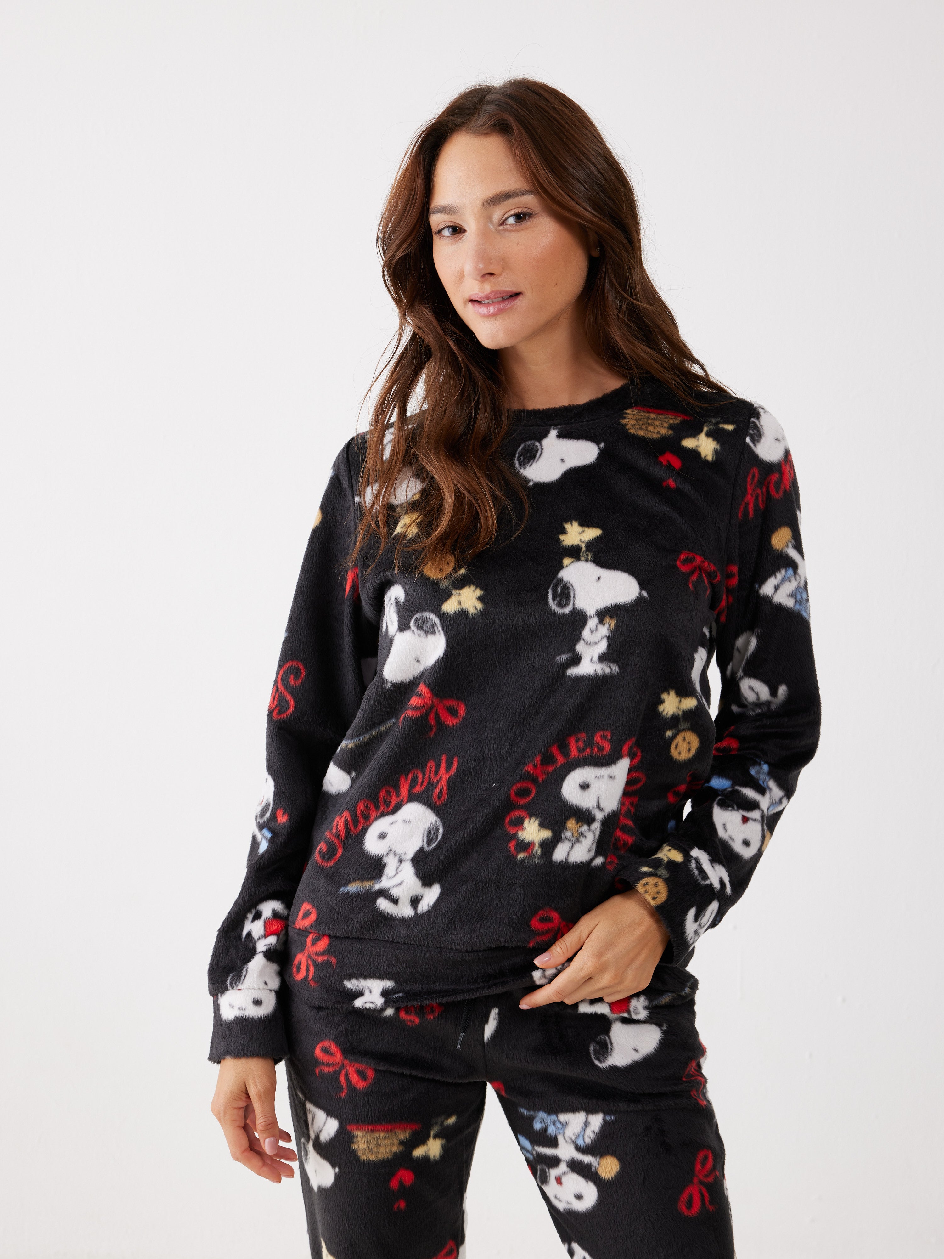 פיג'מת סנופי מינק - שחור