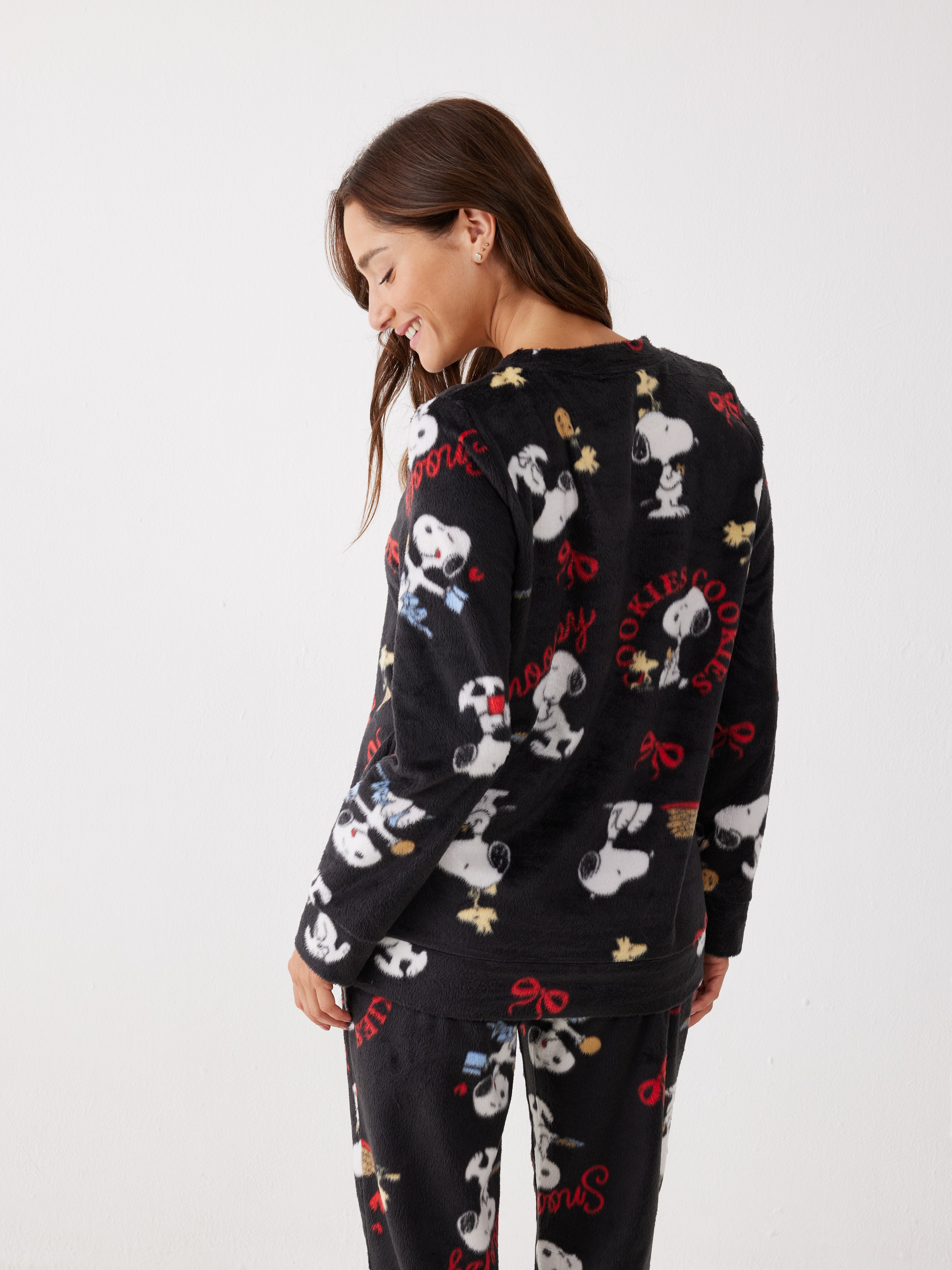 פיג'מת סנופי מינק - שחור