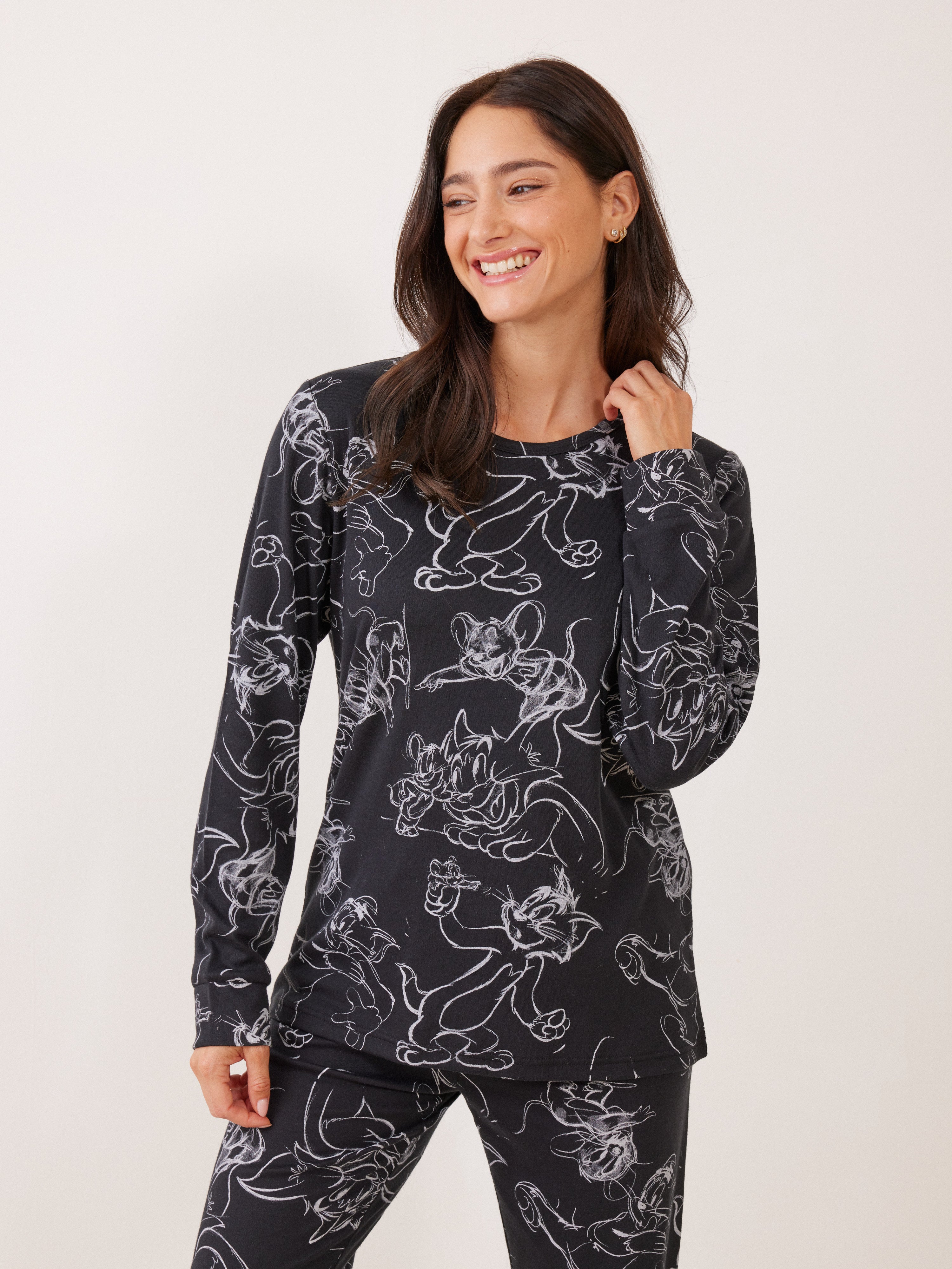 פיג'מה אינטרלוק TOM&JERRY - שחור