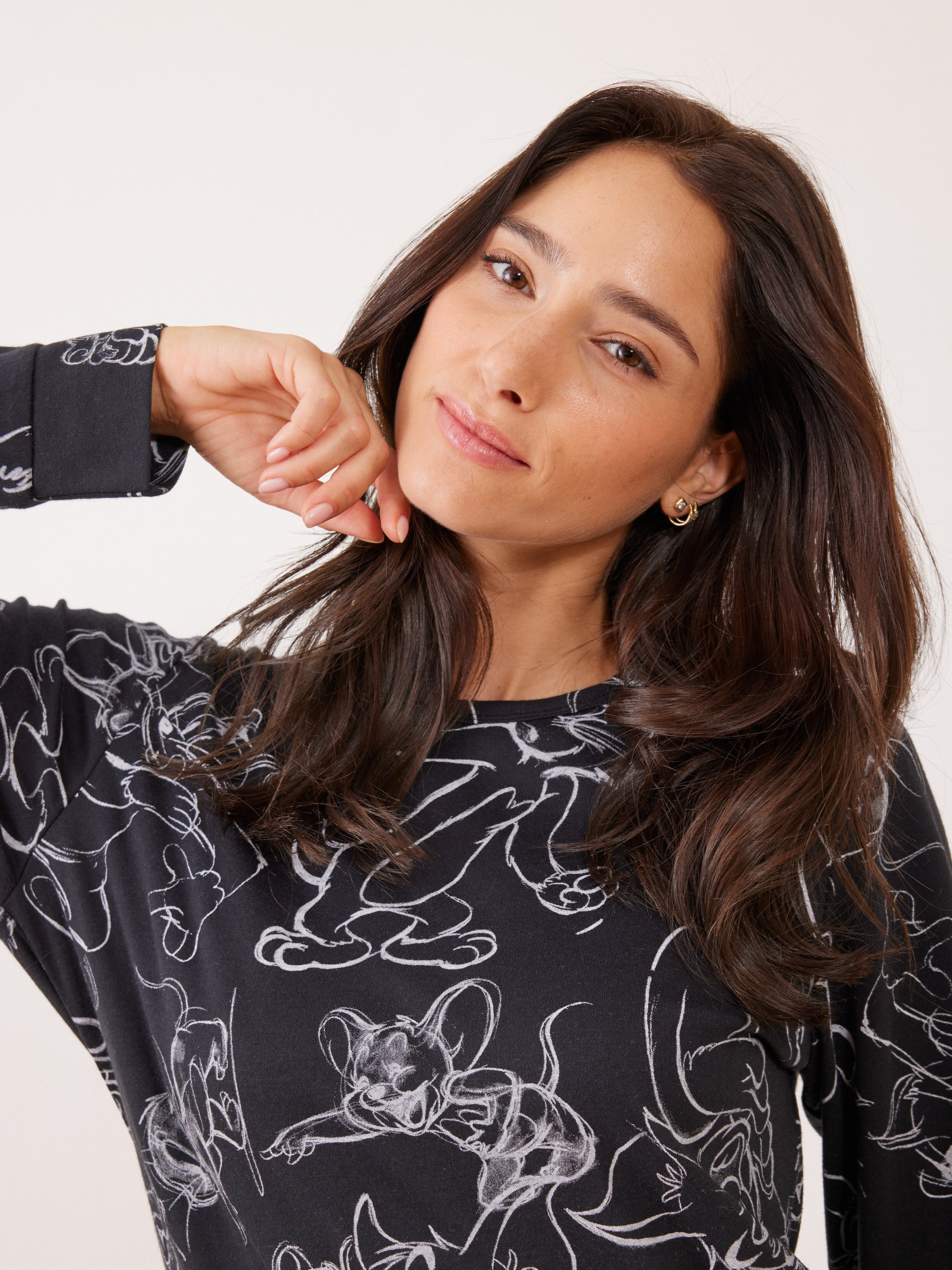 פיג'מה אינטרלוק TOM&JERRY - שחור