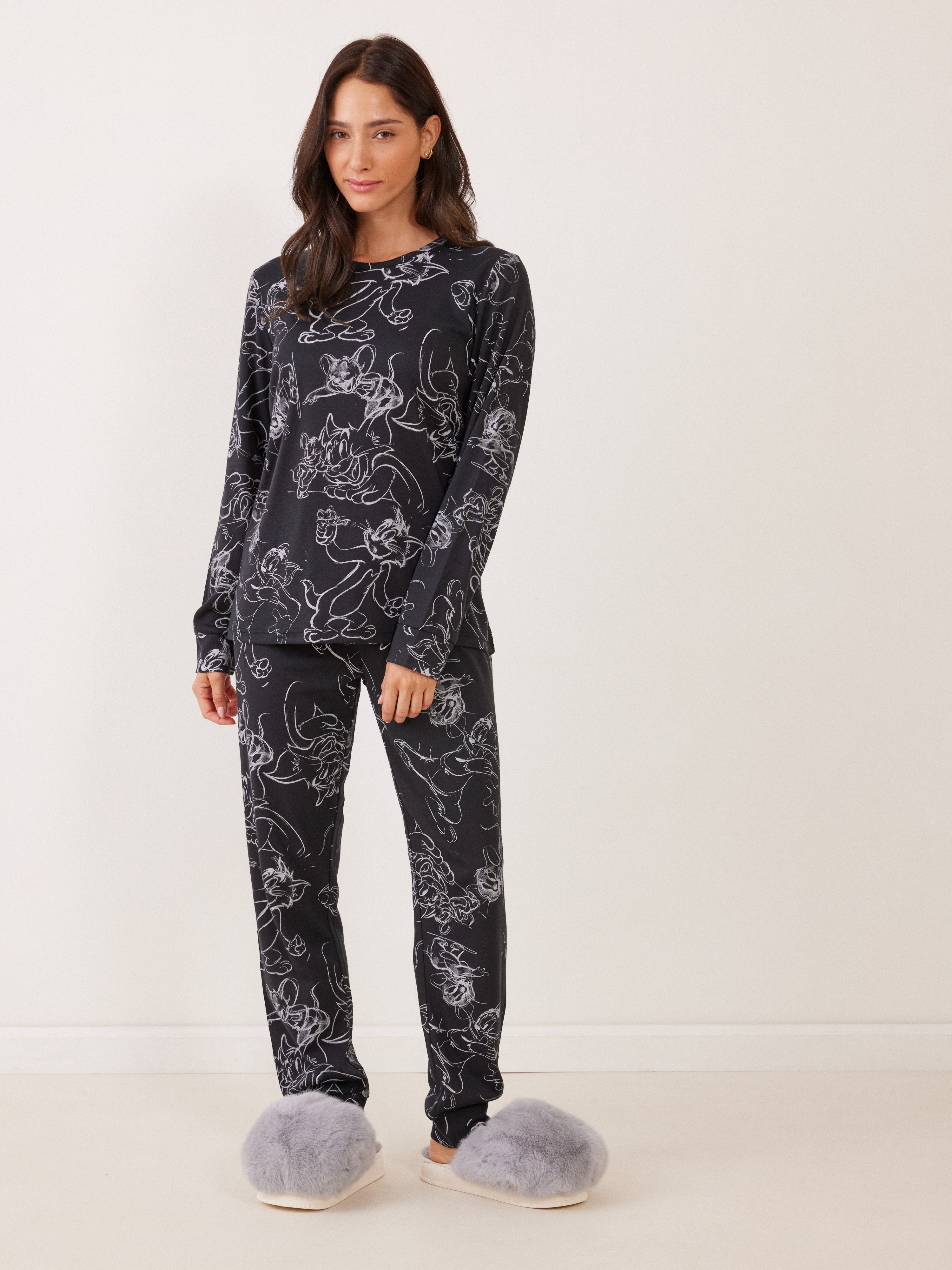 פיג'מה אינטרלוק TOM&JERRY - שחור