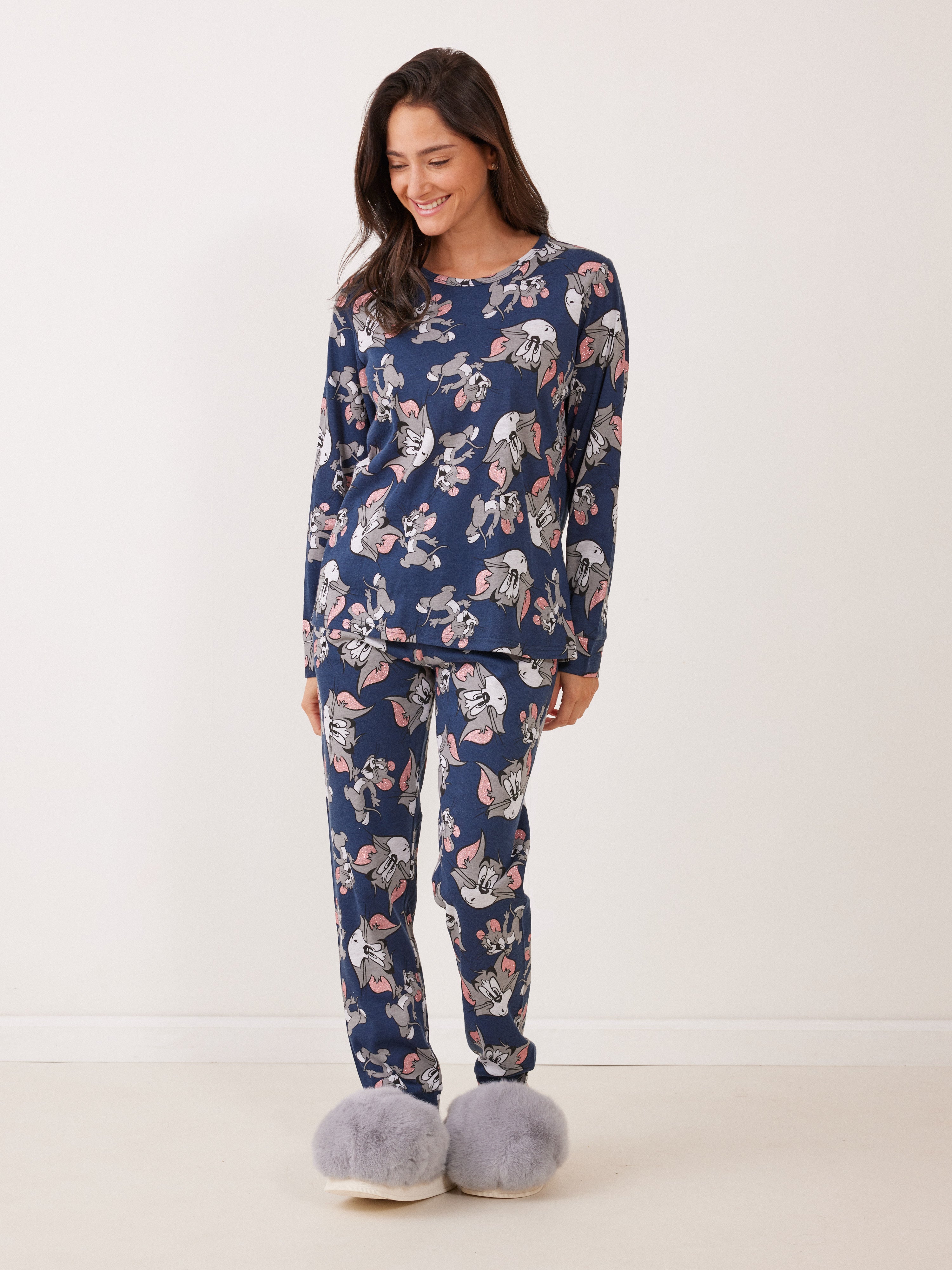 פיג'מה אינטרלוק TOM&JERRY - כחול נייבי