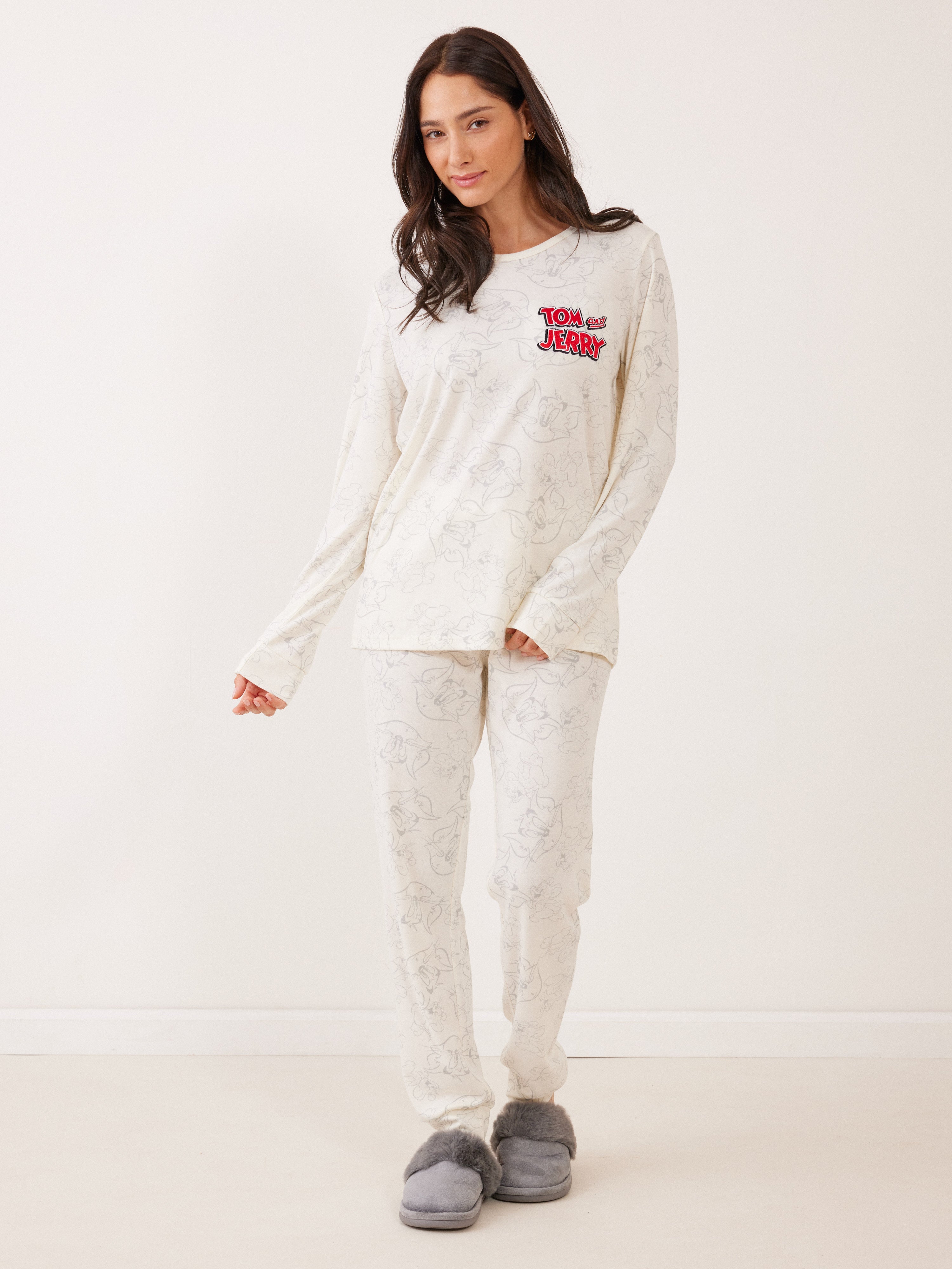 פיג'מה אינטרלוק TOM&JERRY - שמנת