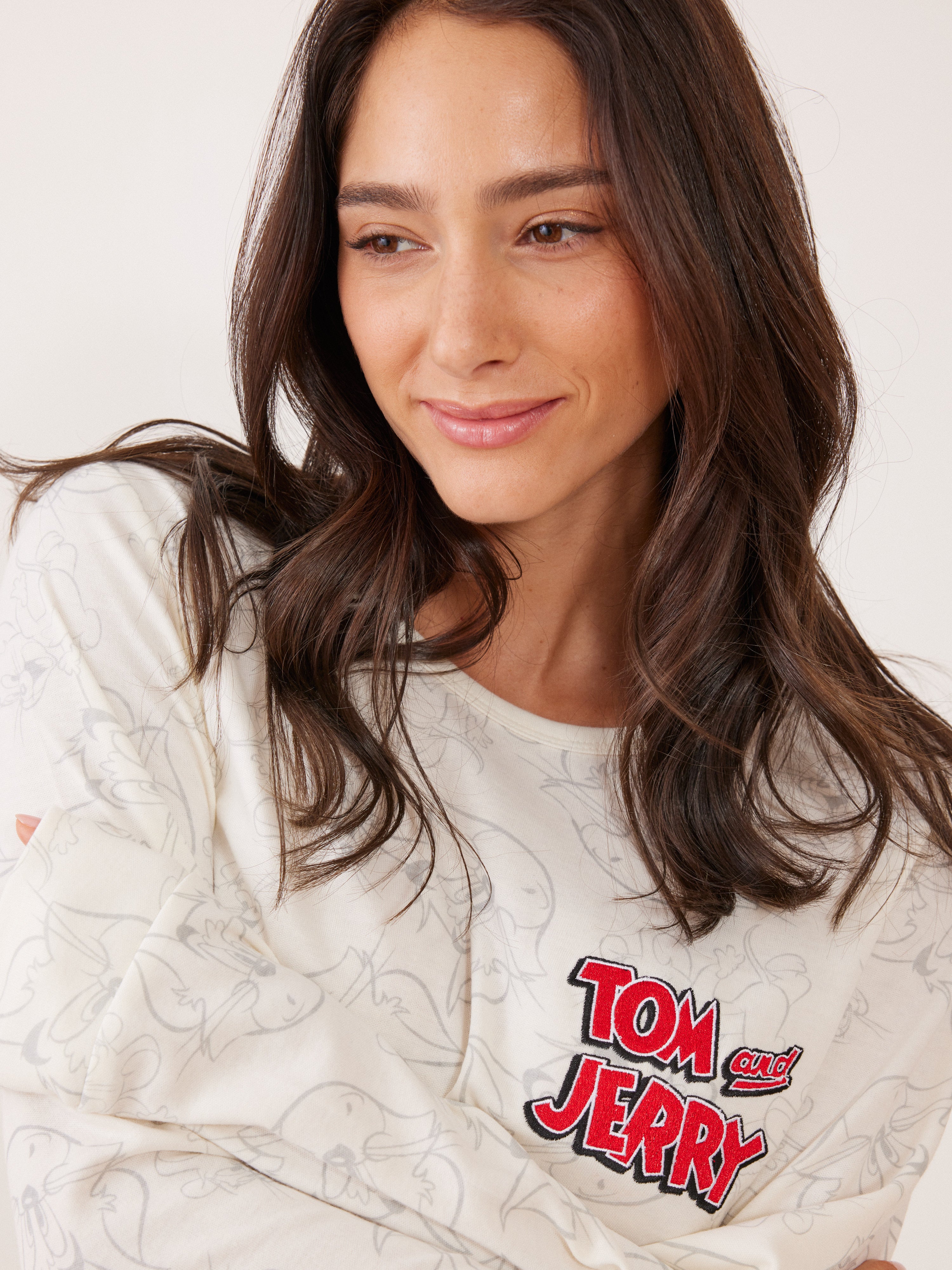 פיג'מה אינטרלוק TOM&JERRY - שמנת