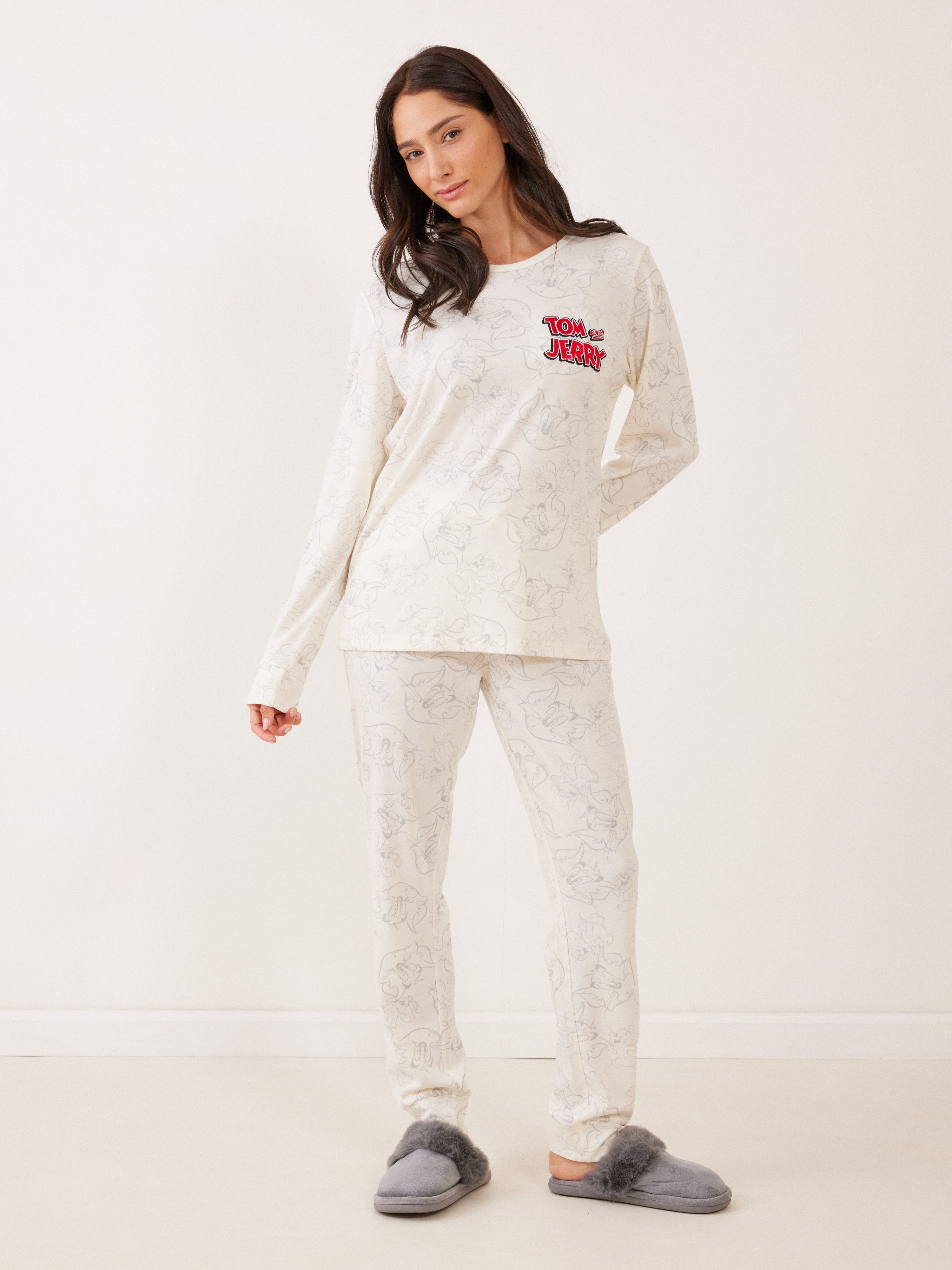 פיג'מה אינטרלוק TOM&JERRY - שמנת