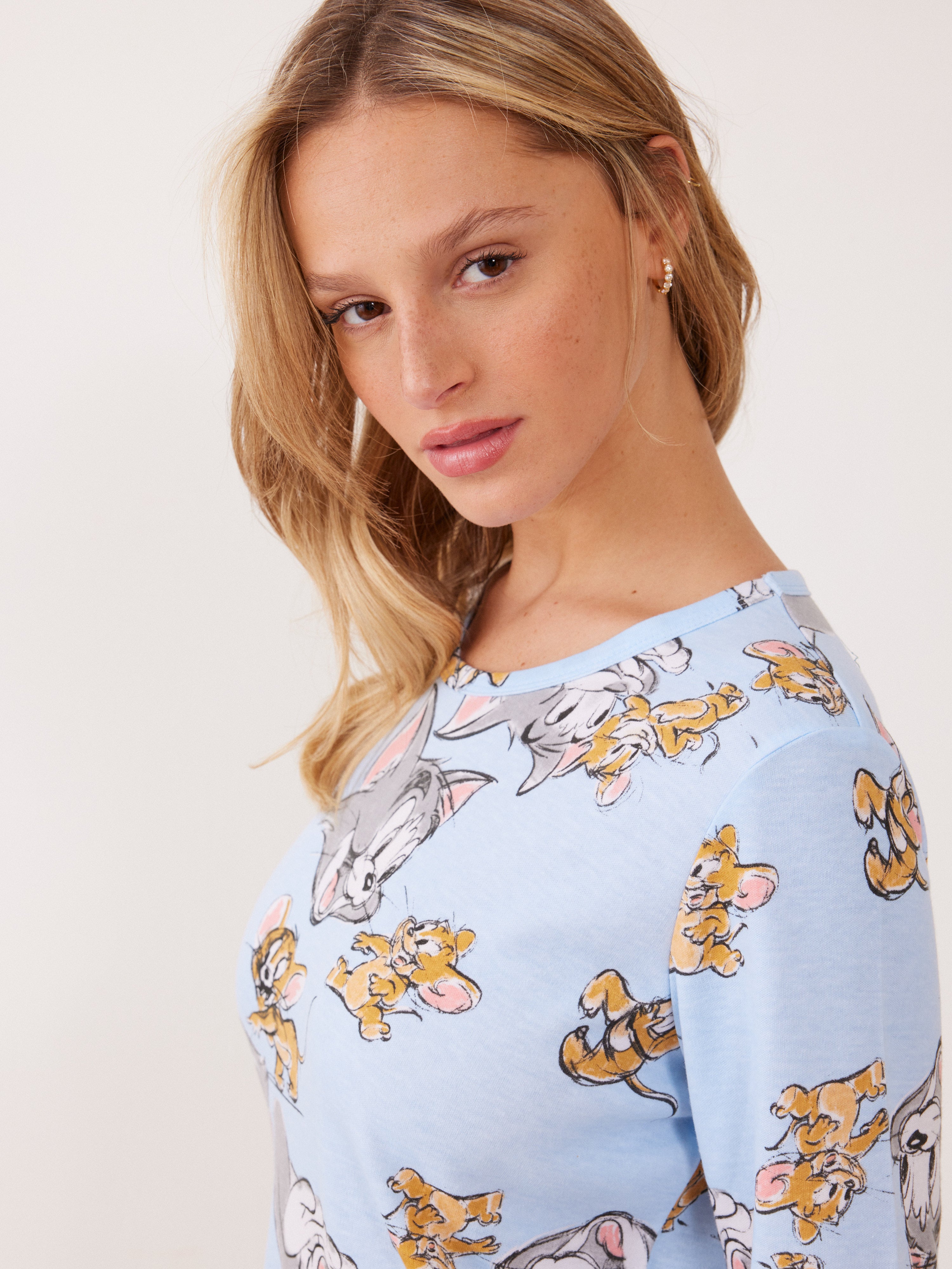 פיג'מה אינטרלוק TOM&JERRY - כחול בהיר