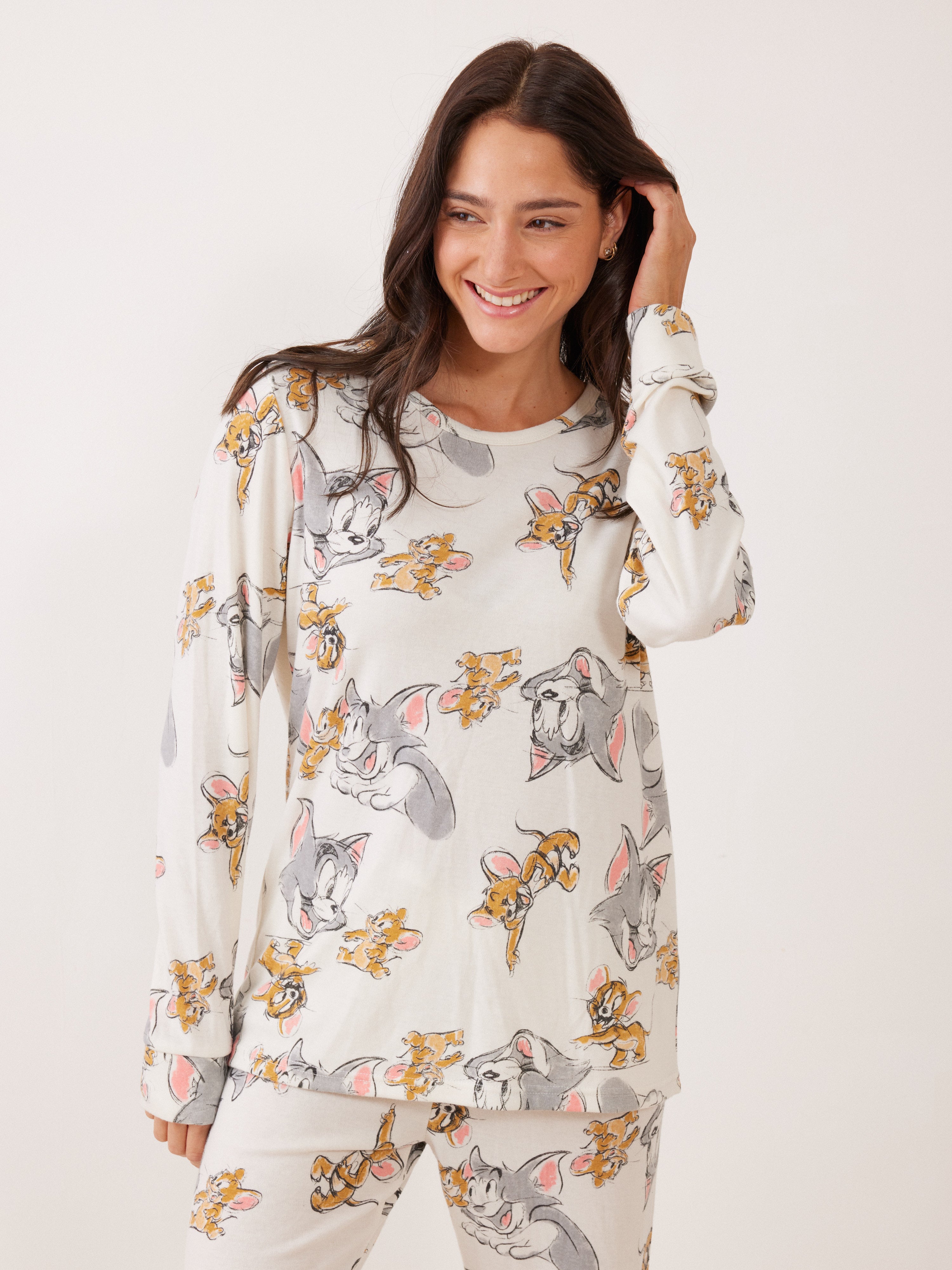 פיג'מה אינטרלוק TOM&JERRY -  שמנת
