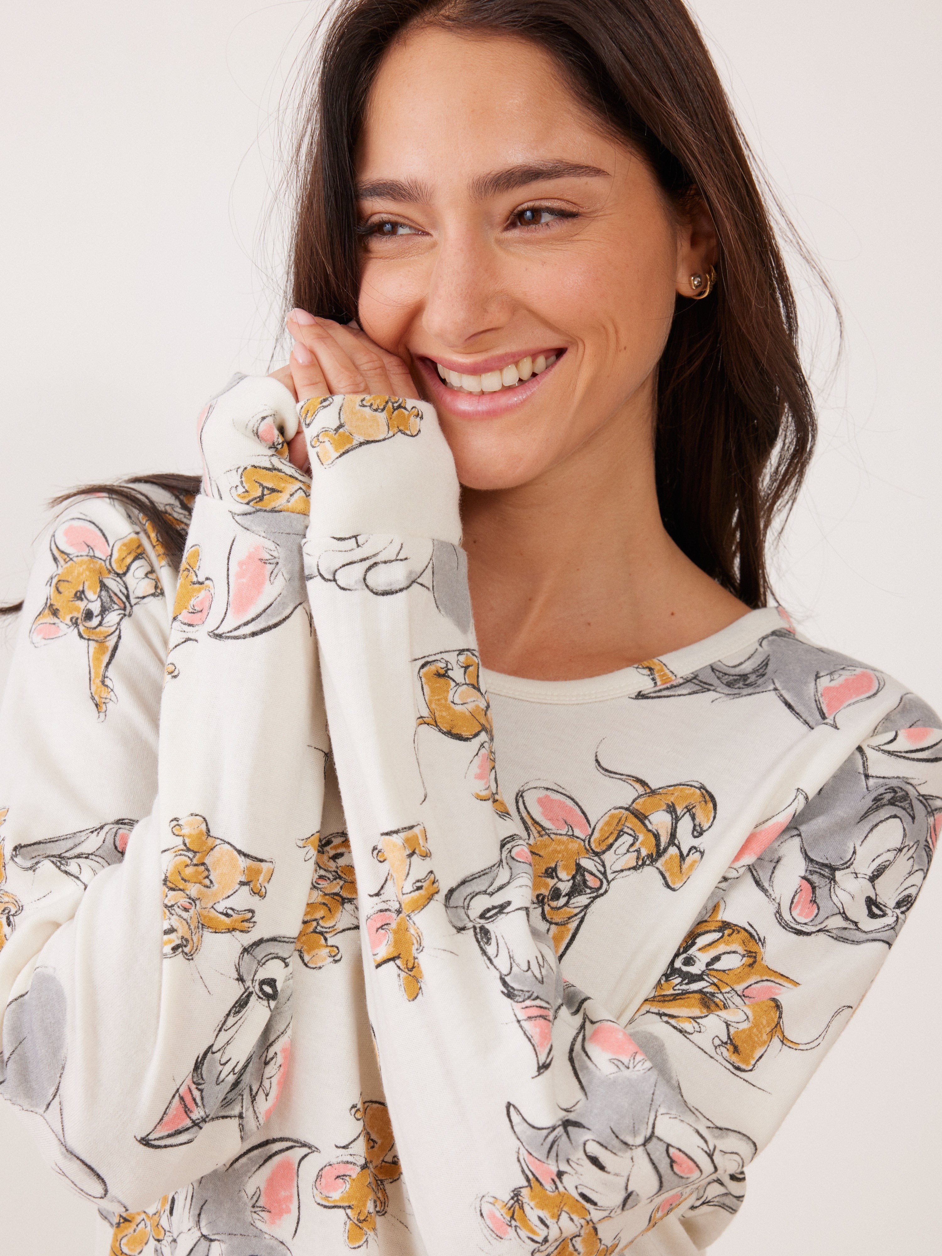 פיג'מה אינטרלוק TOM&JERRY -  שמנת