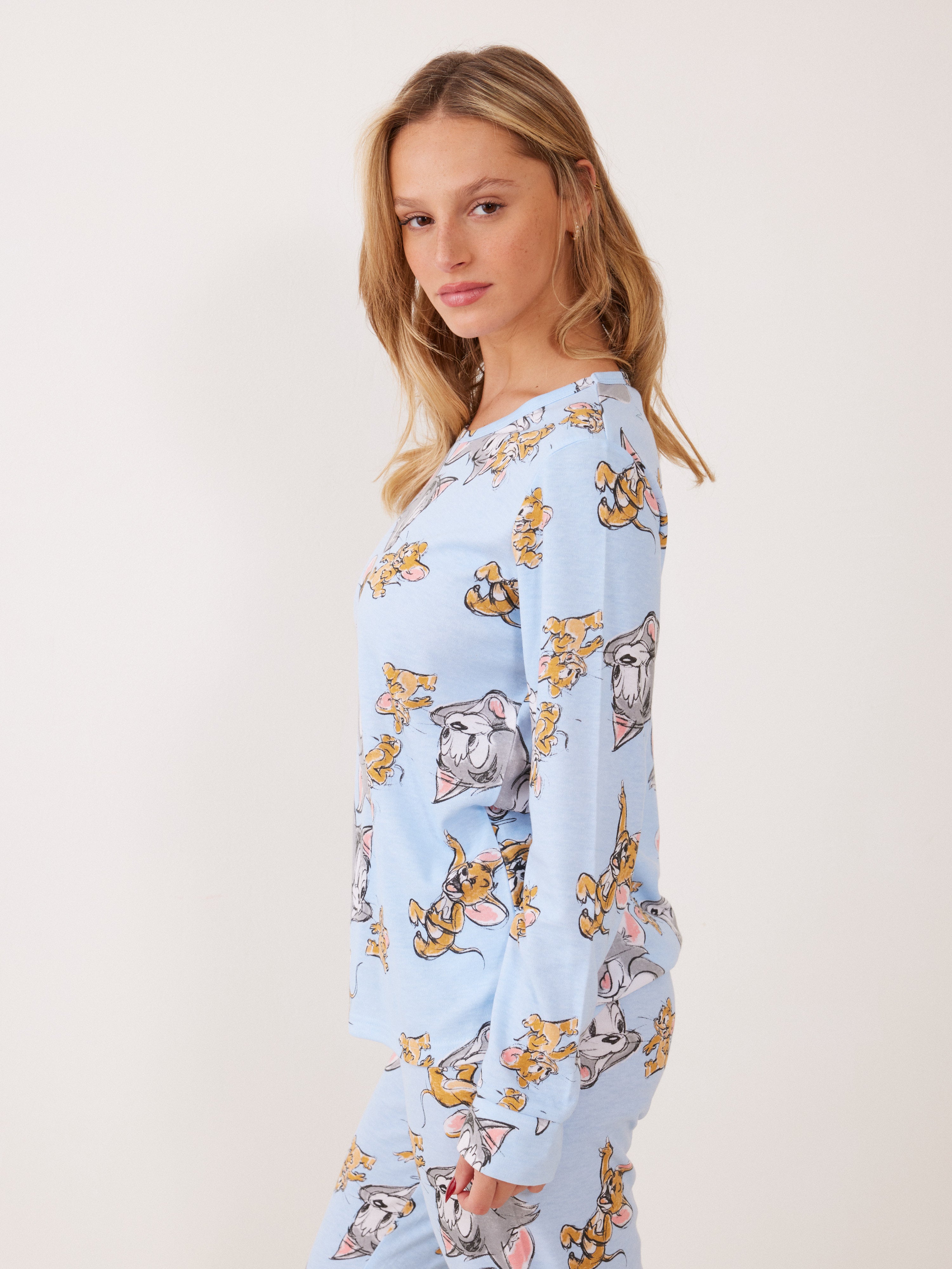פיג'מה אינטרלוק TOM&JERRY - כחול בהיר