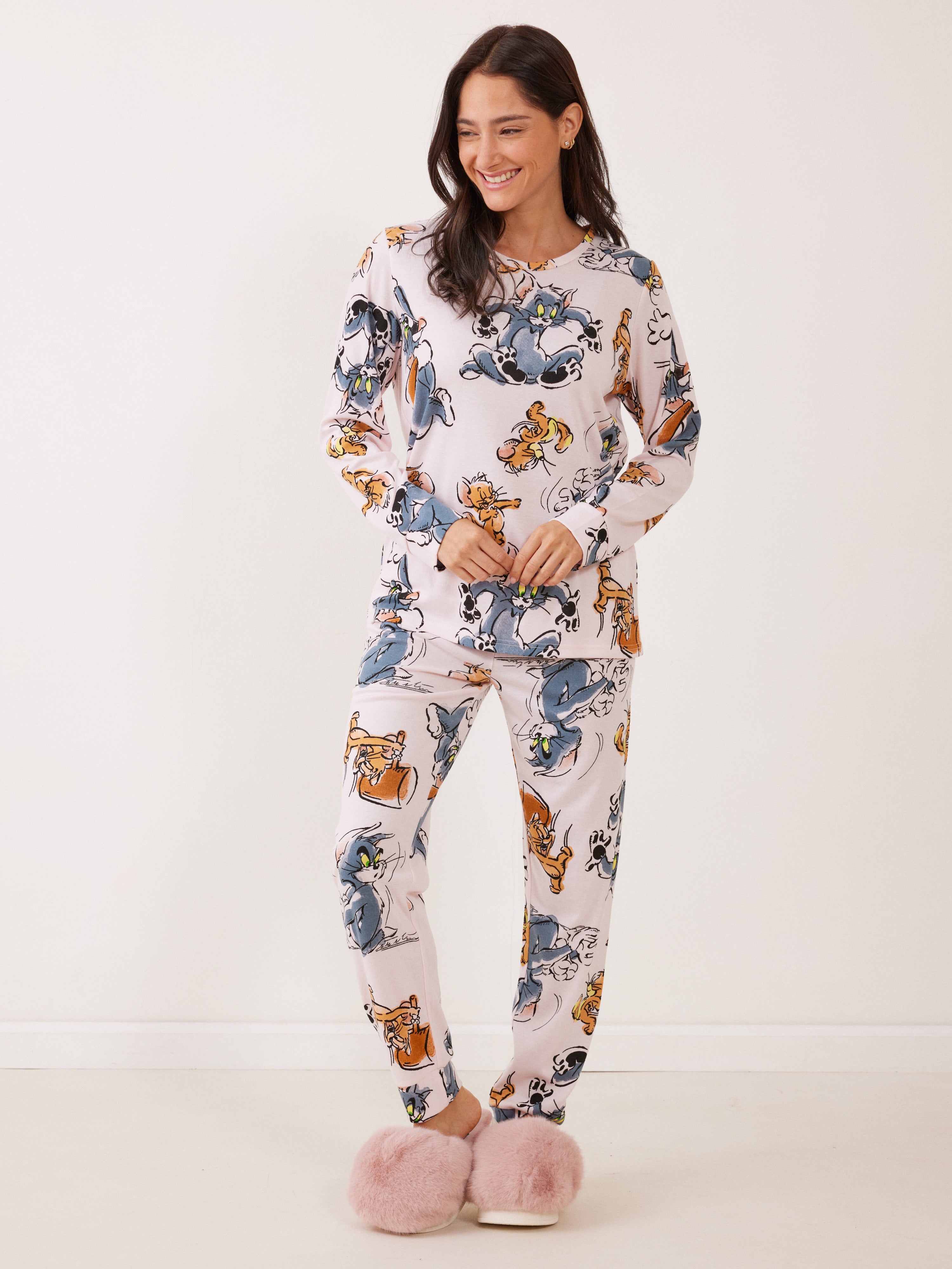 פיג'מה אינטרלוק TOM&JERRY - ורוד