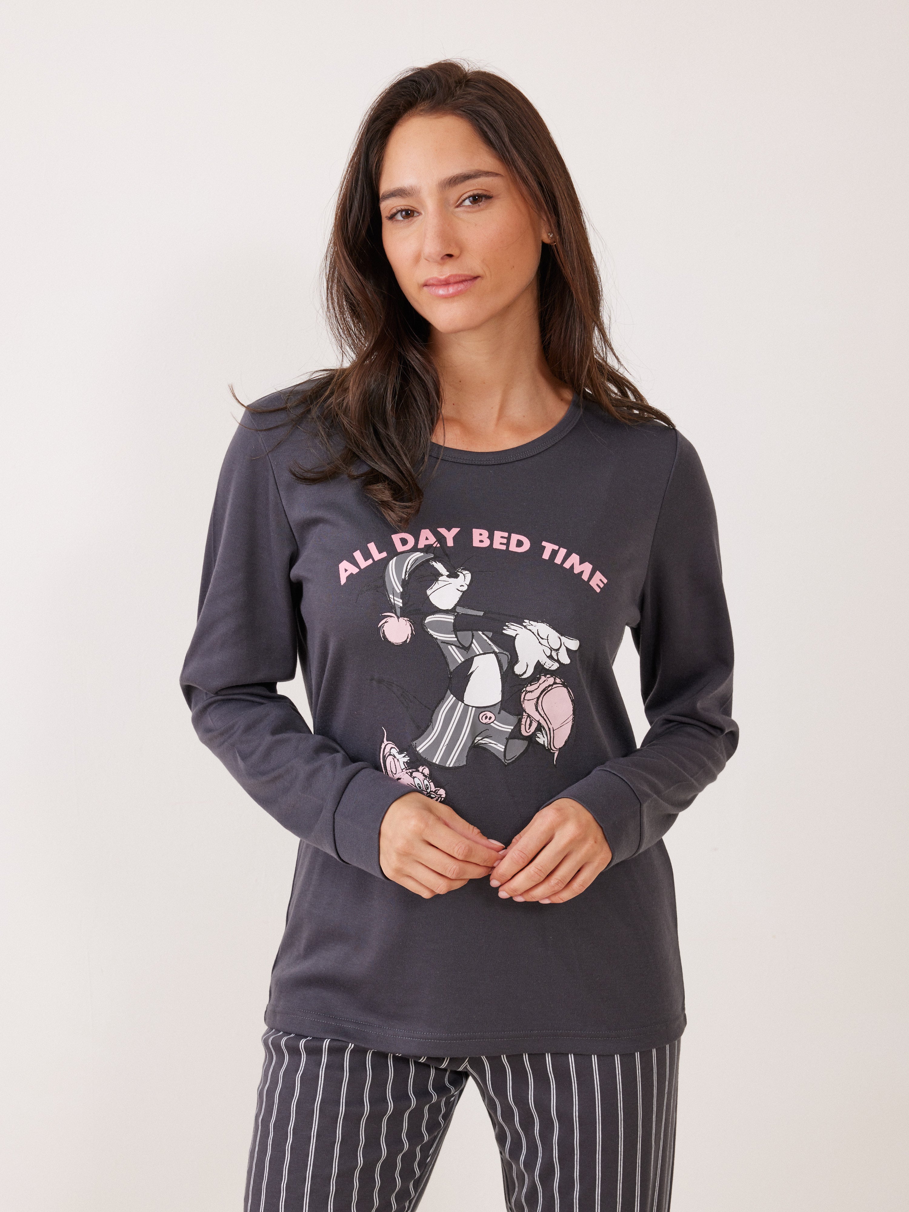 פיג'מה אינטרלוק TOM&JERRY - אפור כהה