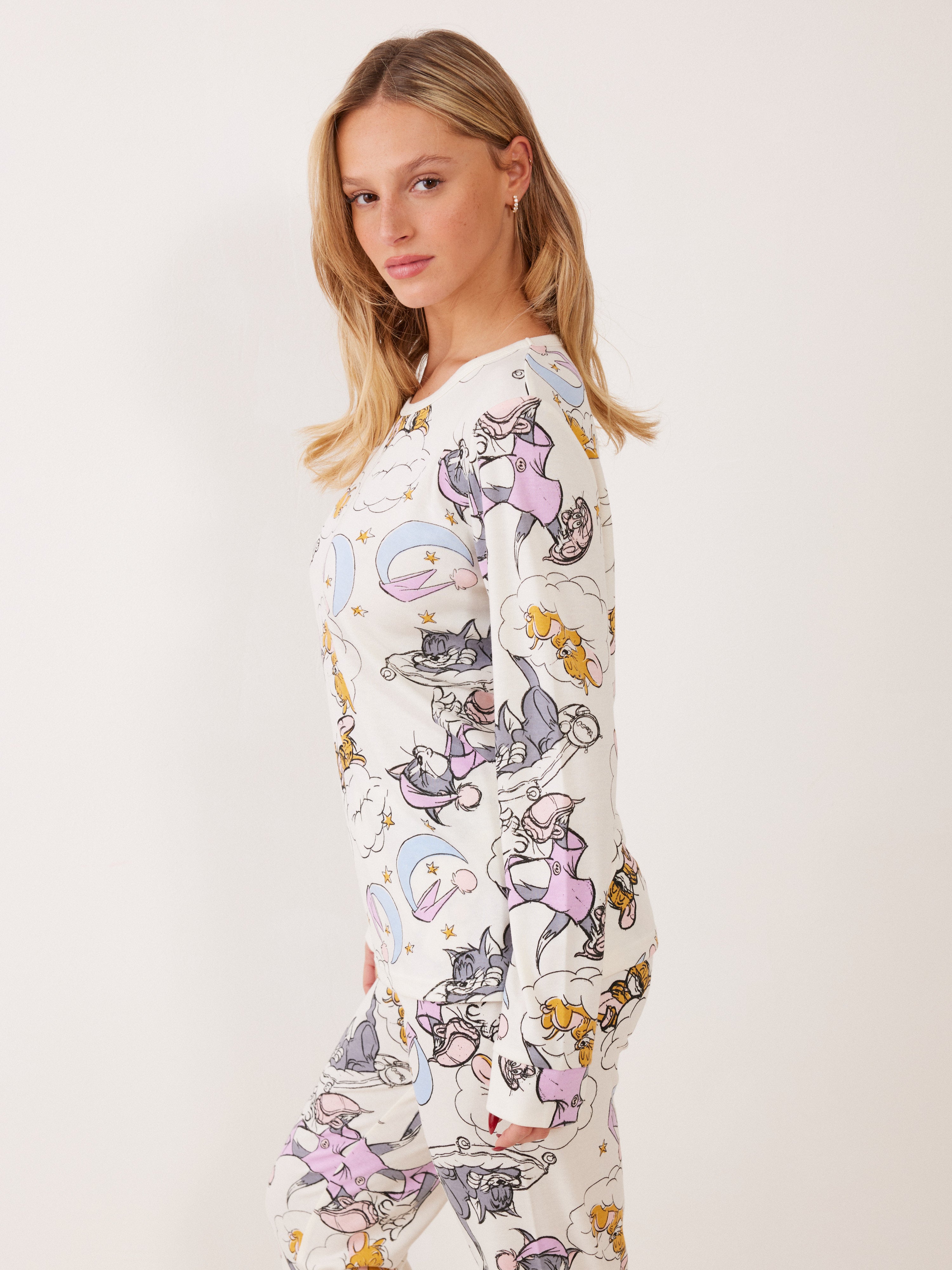 פיג'מה אינטרלוק TOM&JERRY - שמנת