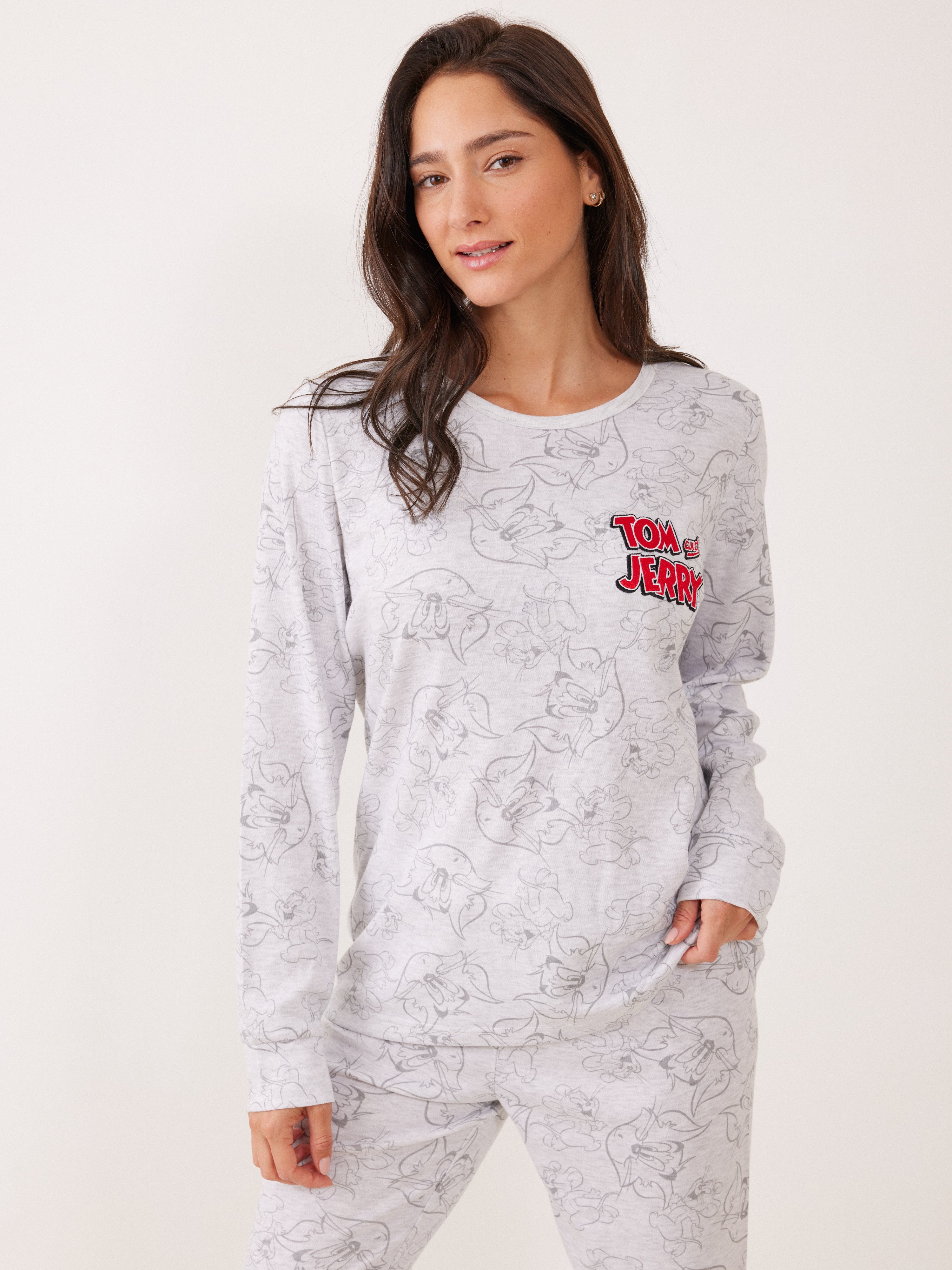 פיג'מה אינטרלוק TOM&JERRY - אפור מלאנז