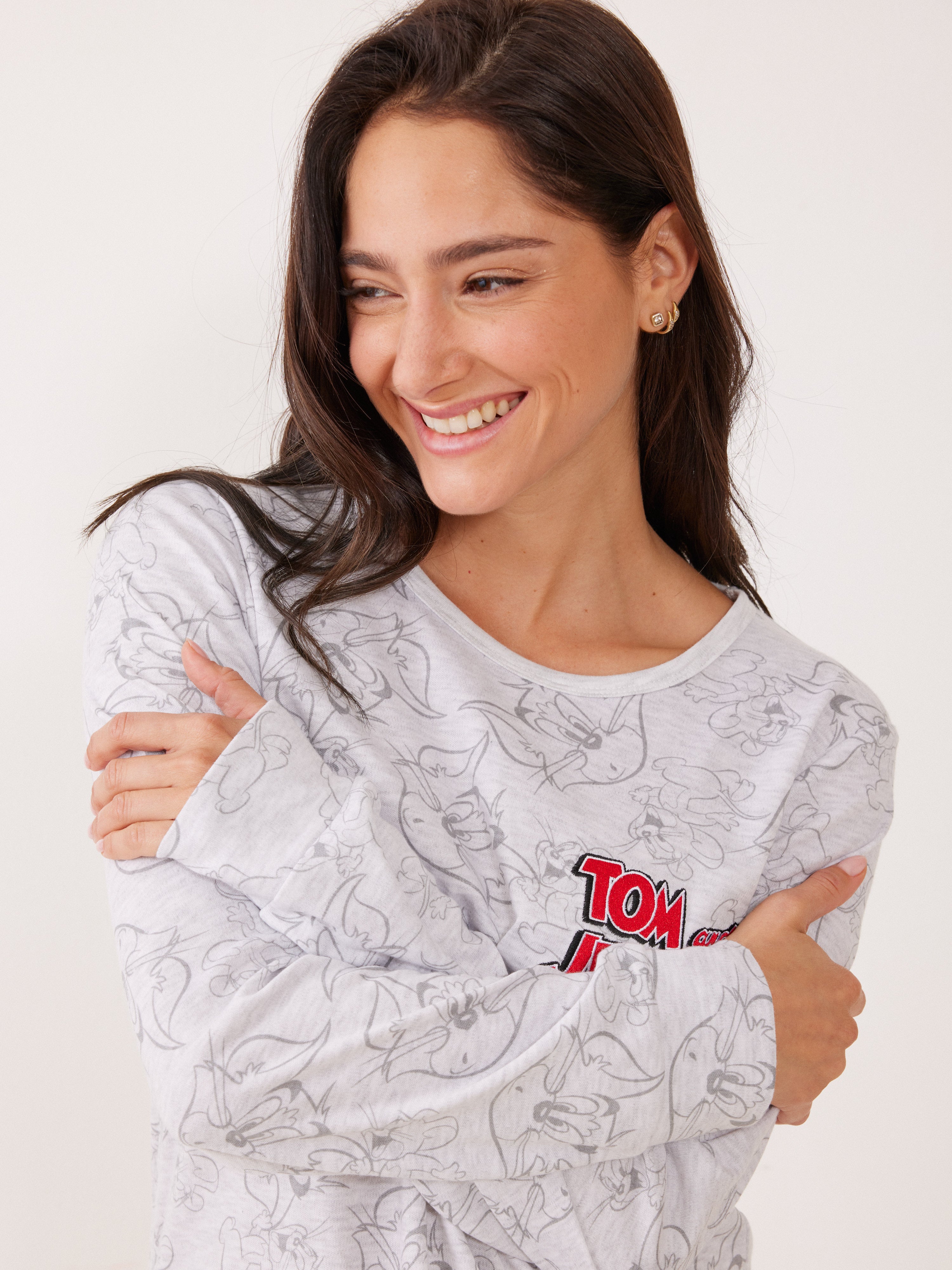 פיג'מה אינטרלוק TOM&JERRY - אפור מלאנז