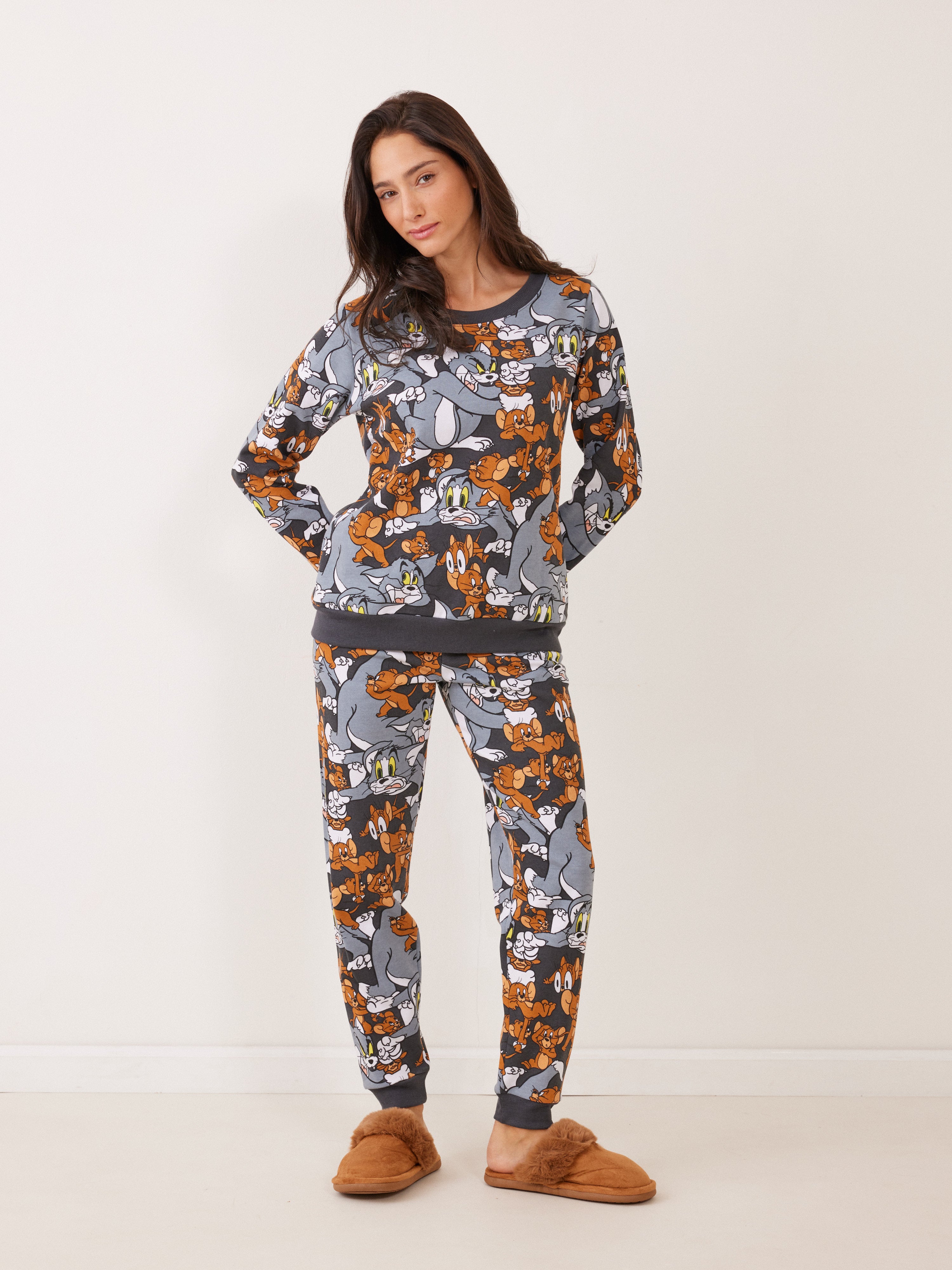 פיג'מה פוטר TOM&JERRY - אפור כהה