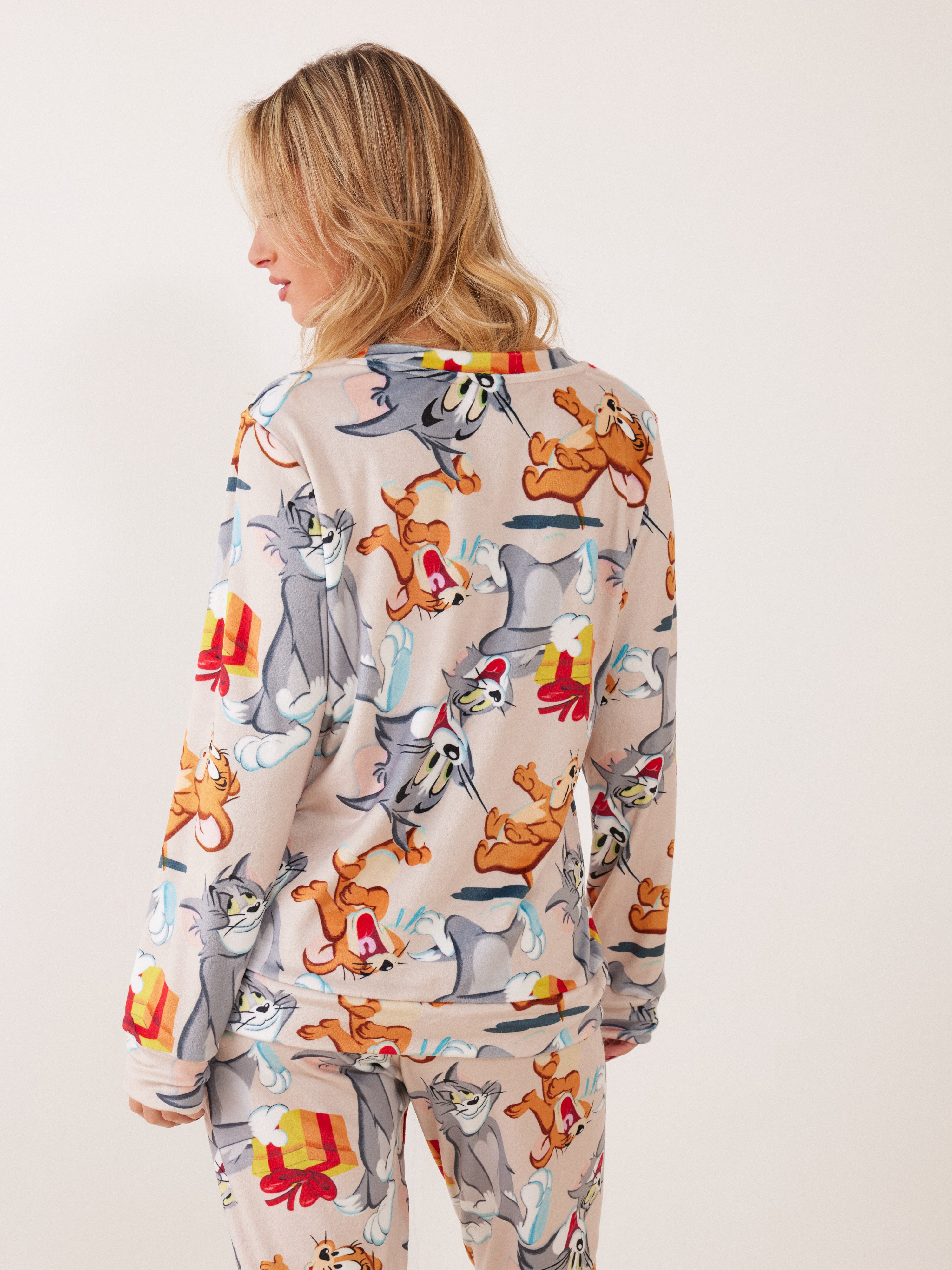 פיג'מה קטיפה TOM&JERRY - בז