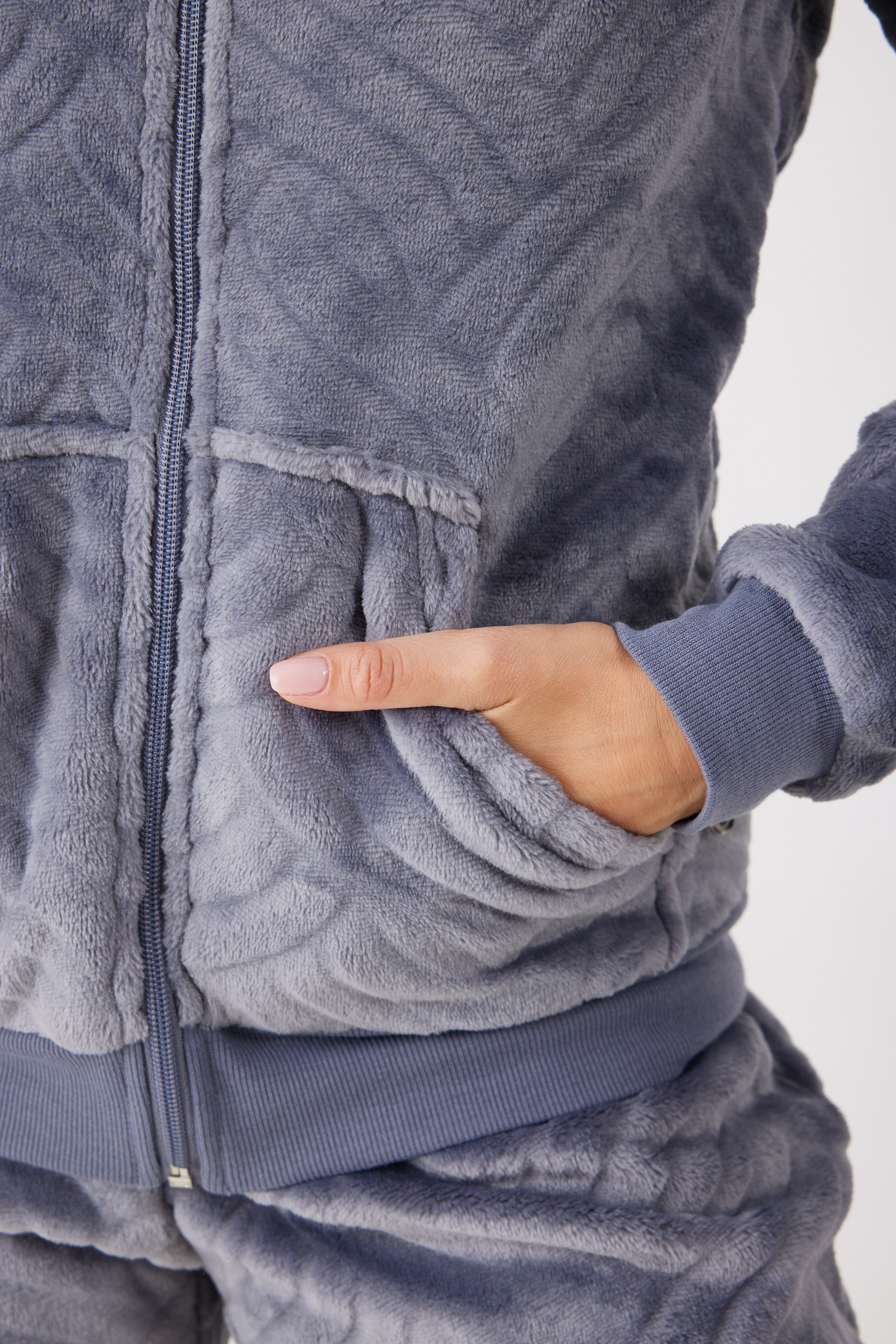 סט פלאפי עם רוכסן - אפור כהה