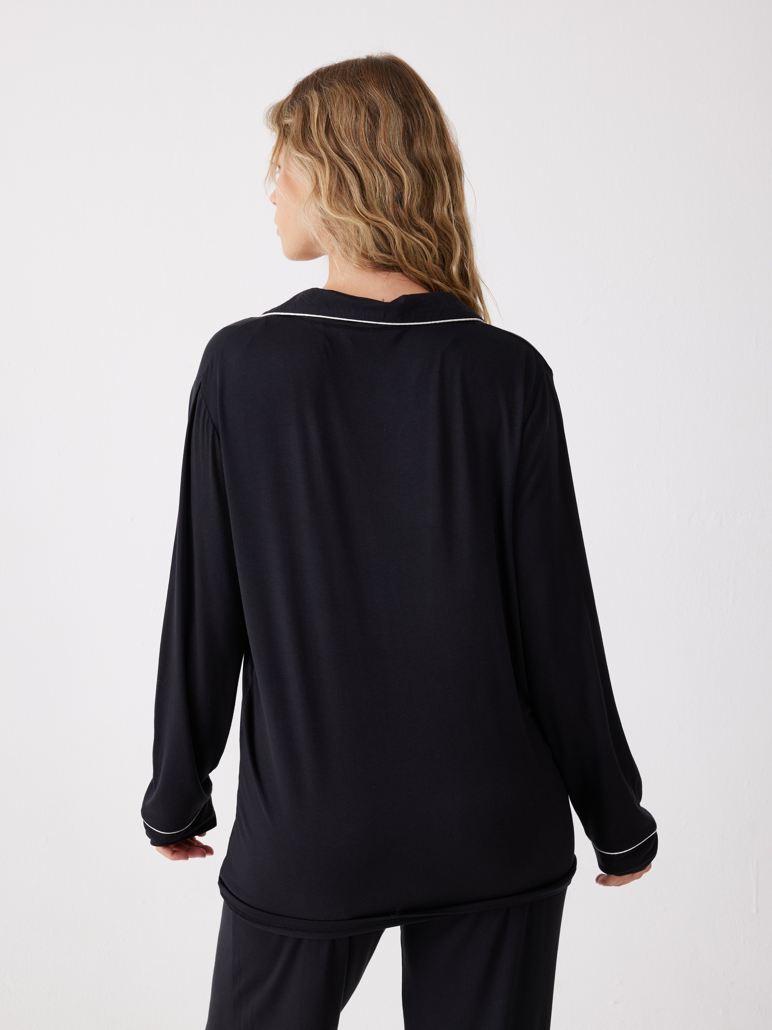 פיג'מה מכופתרת פספול ויסקוזה - שחור